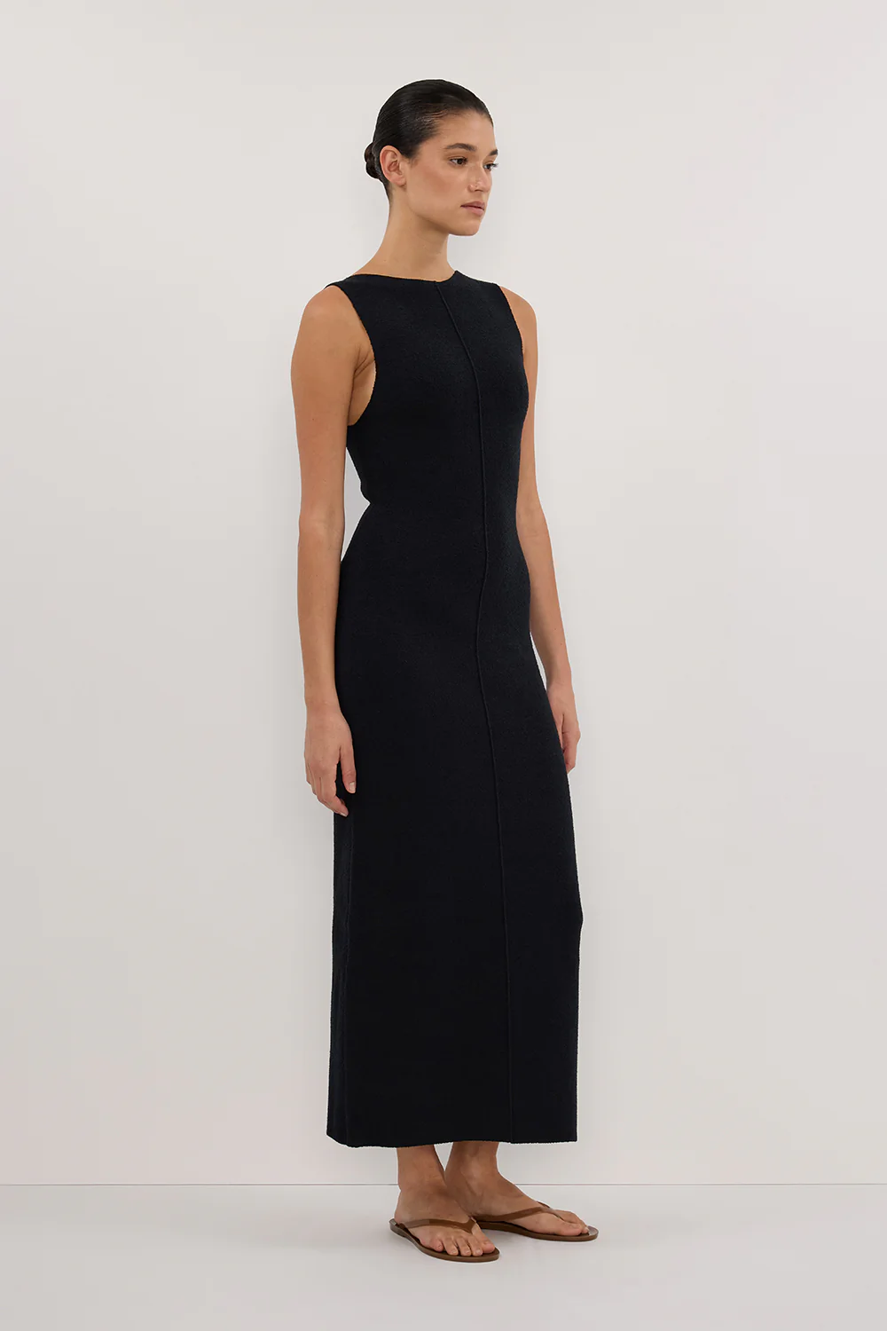 OWEN BLACK CREPE KNIT MIDI DRESS - Yukikoi