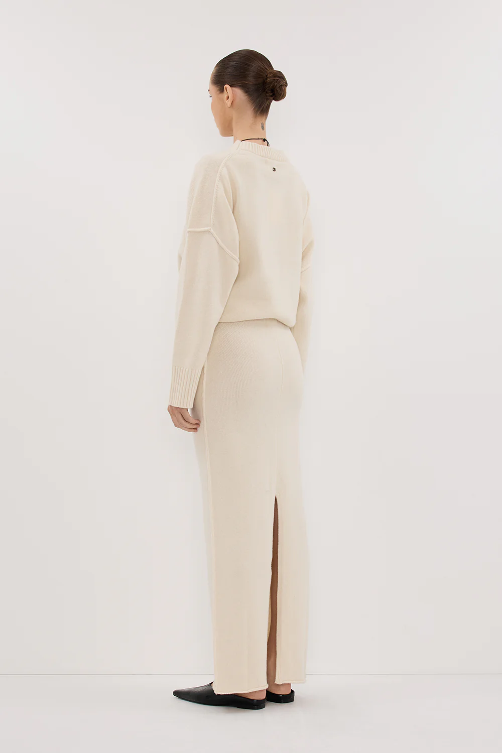 PAIGE CREAM WOOL KNIT MIDI SKIRT - Yukikoi