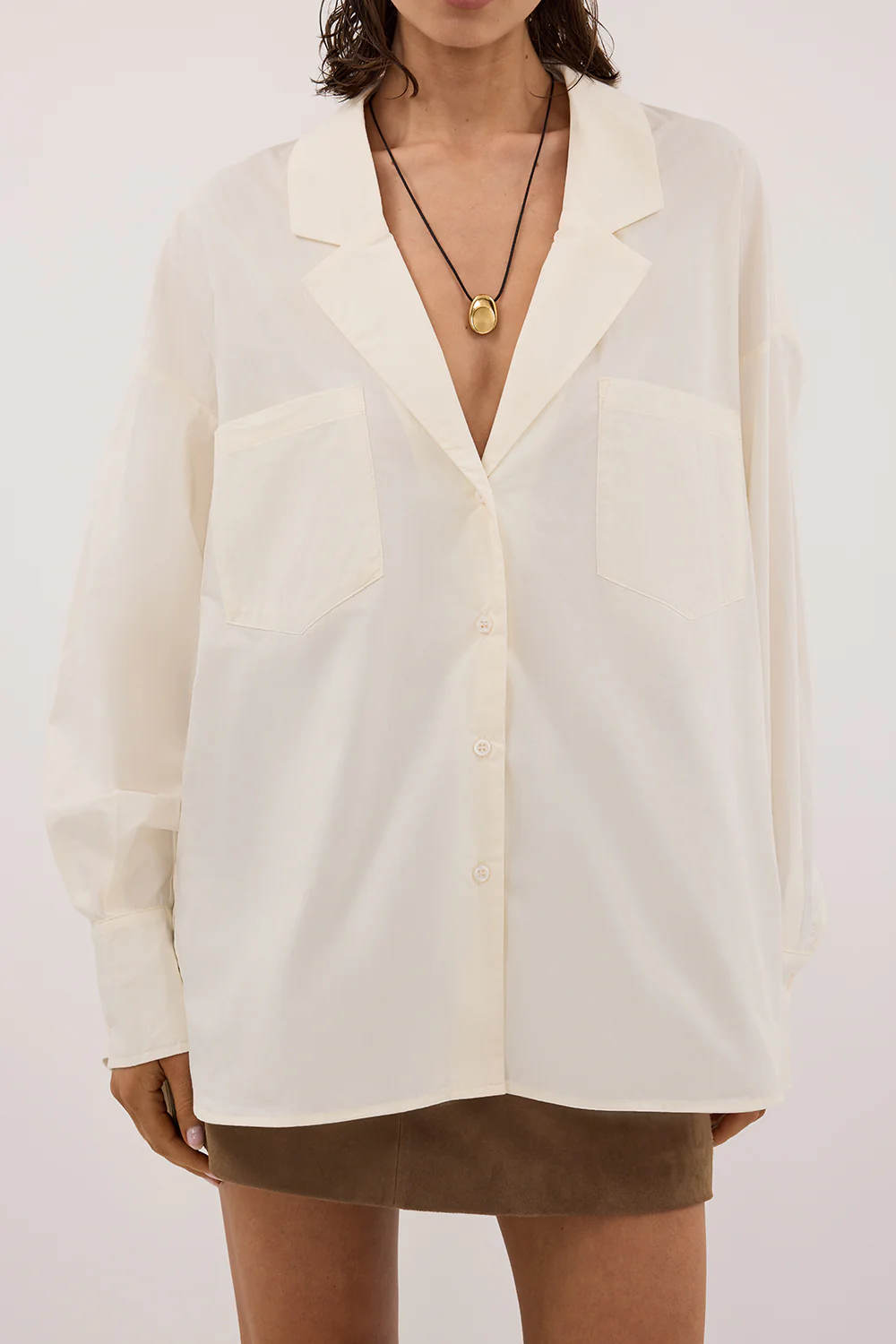 IRENE BUTTER LONG SLEEVE NOTCH COLLAR SHIRT - Yukikoi