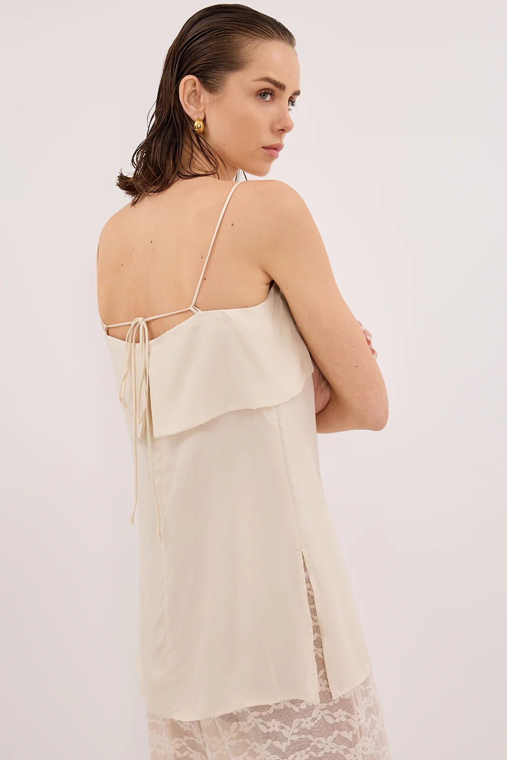 IDA SANDSTONE SLEEVELESS FOLDOVER CAMI TOP - Yukikoi