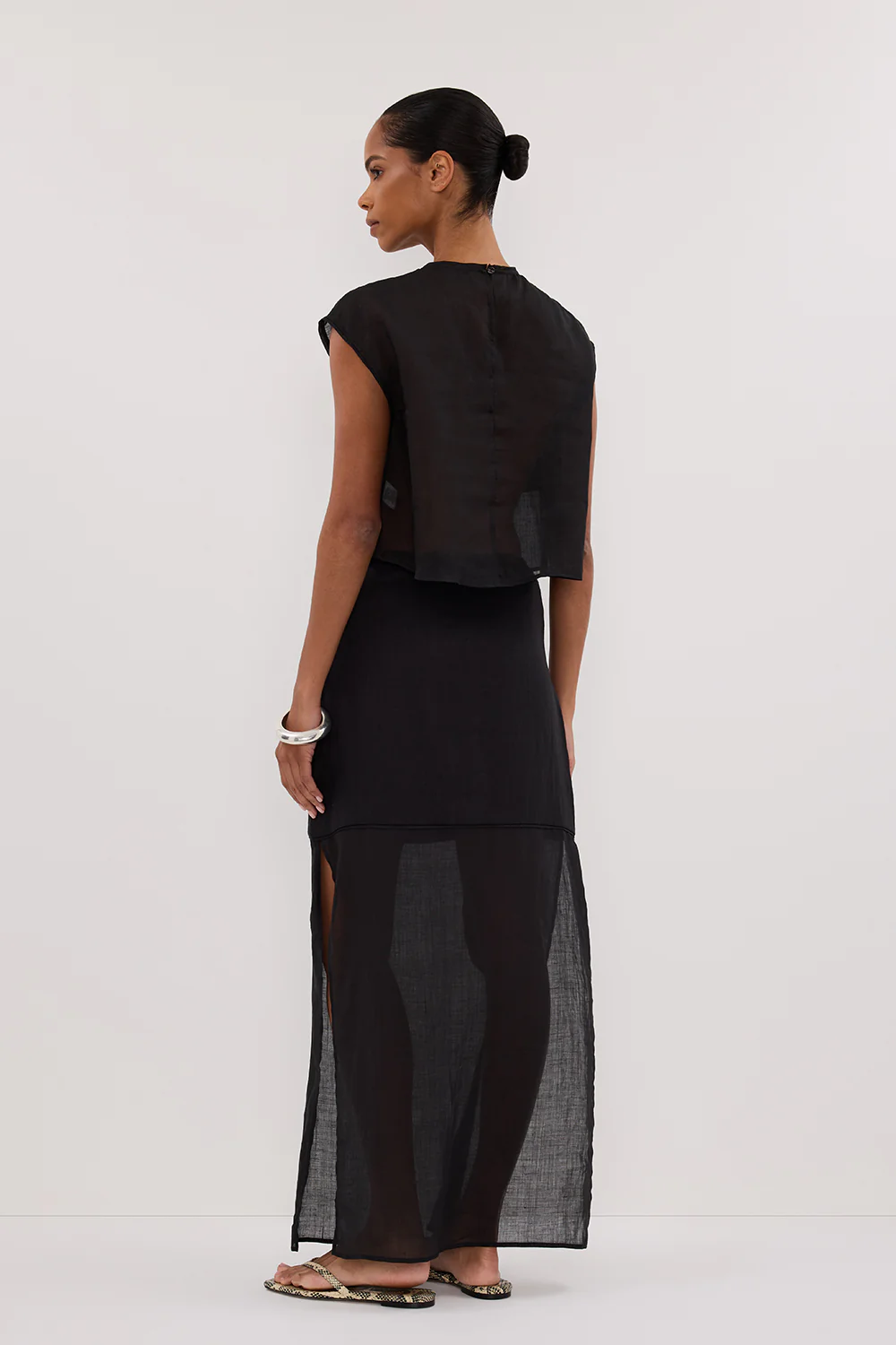 KAI BLACK RAMIE PANELLED TOP - Yukikoi