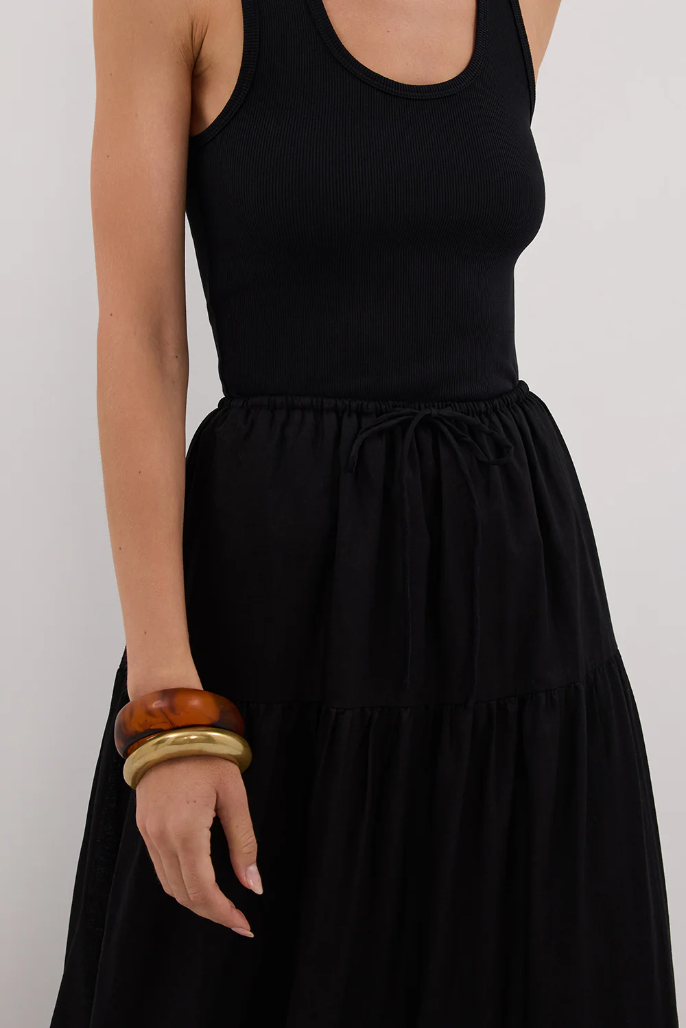 FLETCHER BLACK TIERED MAXI SKIRT - Yukikoi