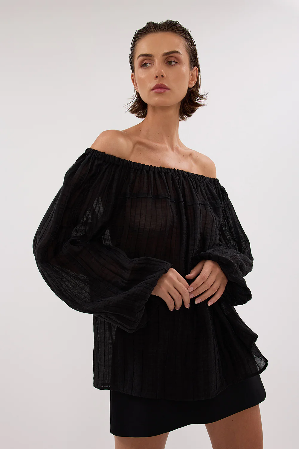 TAHITI BLACK LONG SLEEVE TOP - Yukikoi