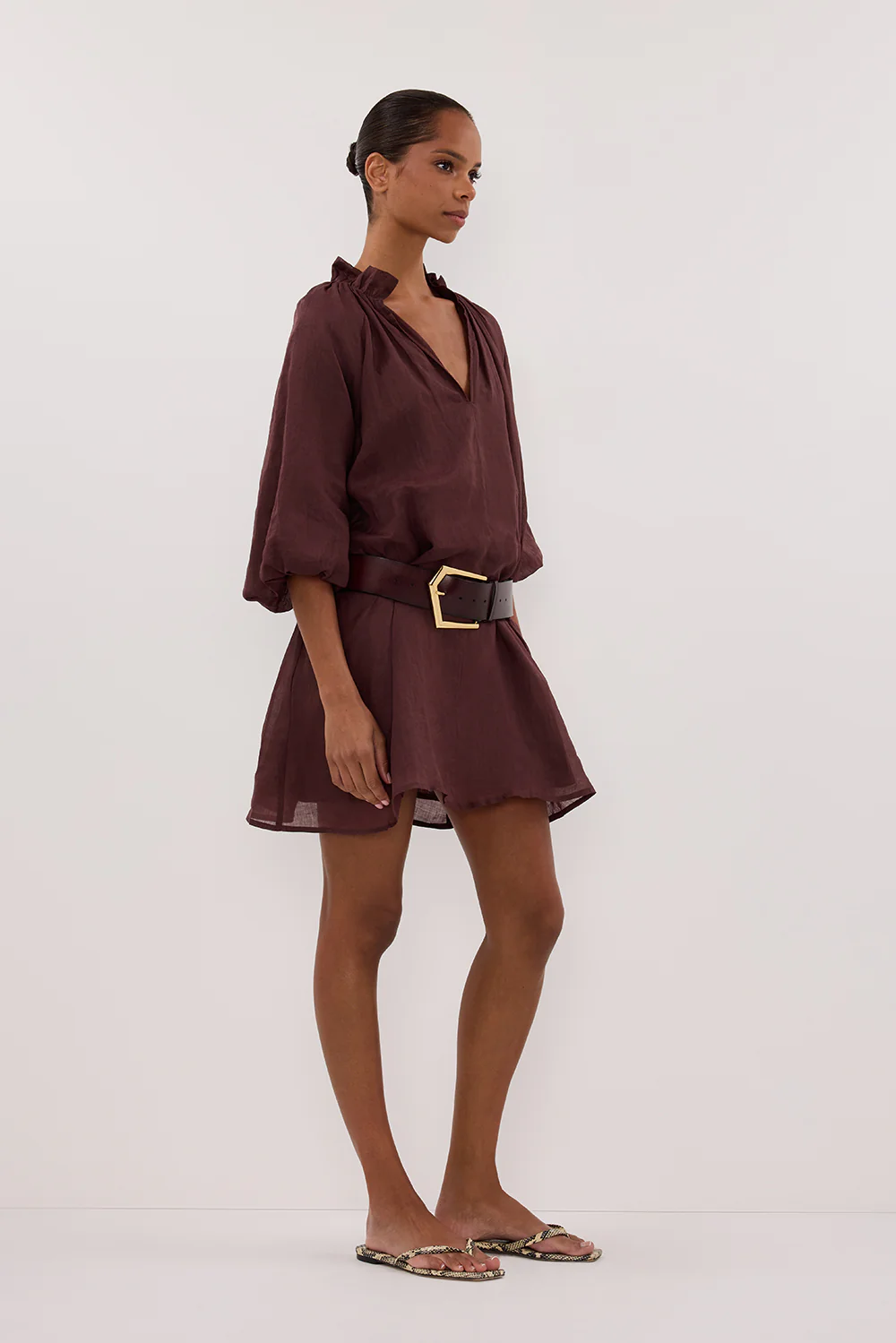 ELLIE WALNUT RAMIE SMOCK DRESS - Yukikoi