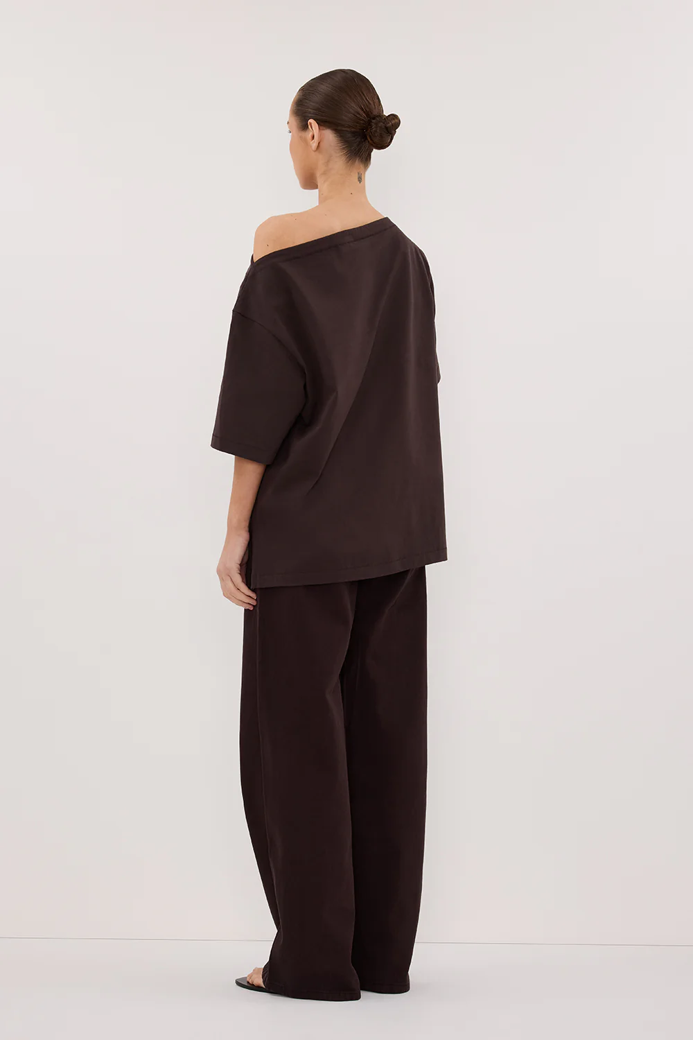 ESME BITTER CHOC ASYM BOAT NECK TEE - Yukikoi