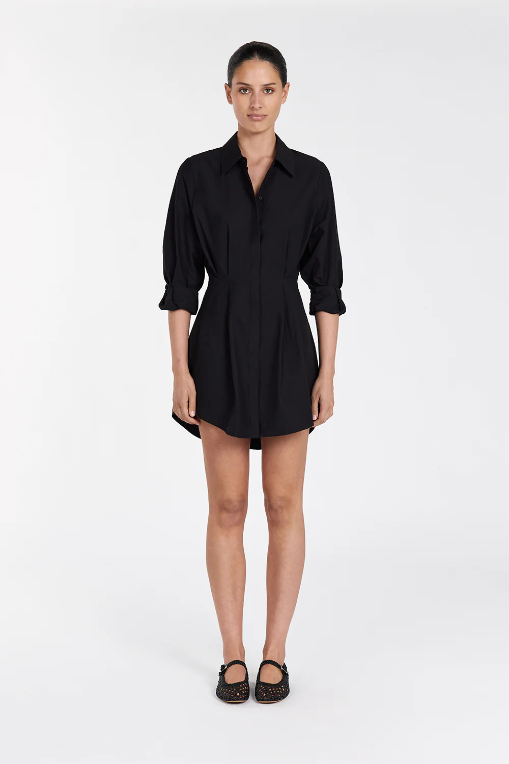 RACHEL BLACK SHIRT MINI DRESS - Yukikoi