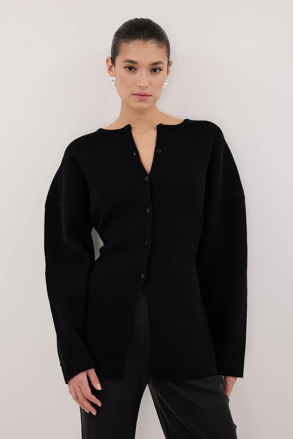 MARTHA BLACK CINCHED KNIT CARDIGAN - Yukikoi