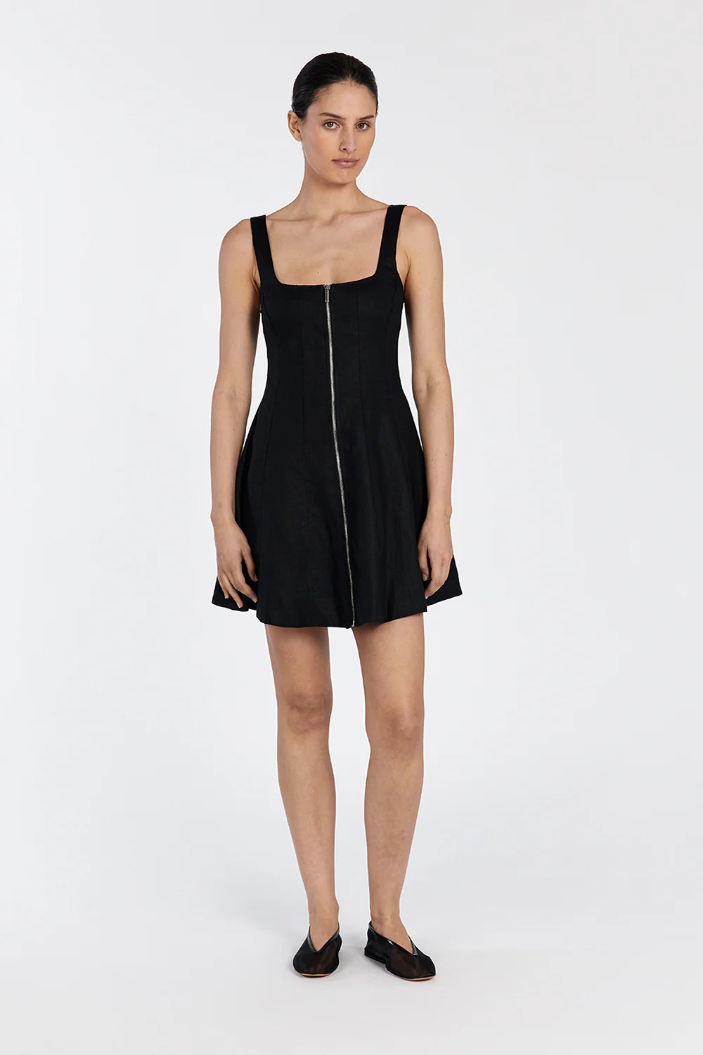 HARRIET BLACK LINEN MINI DRESS - Yukikoi
