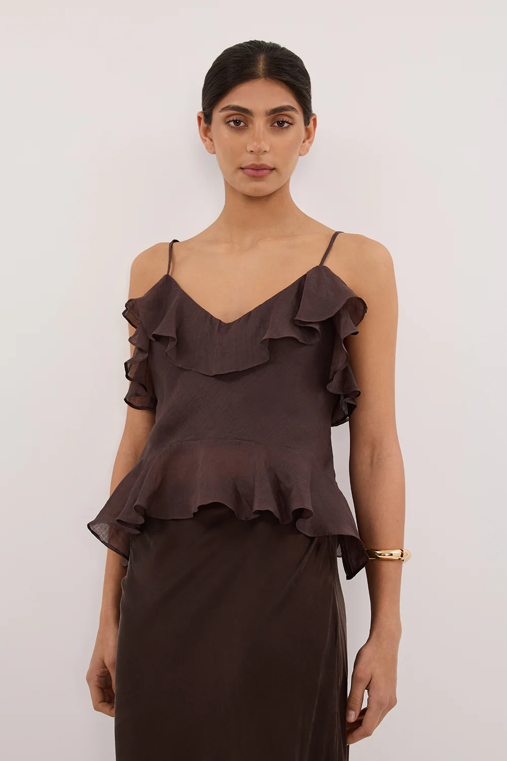 SARA DARK CHOC RAMIE CAMI TOP - Yukikoi