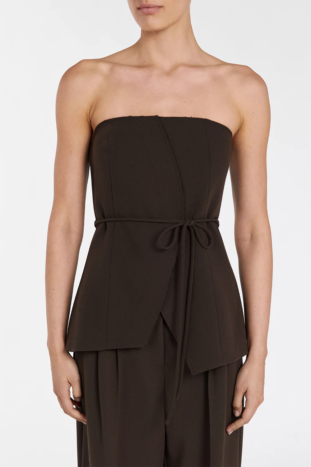 JULIE BITTER CHOC STRAPLESS TOP - Yukikoi