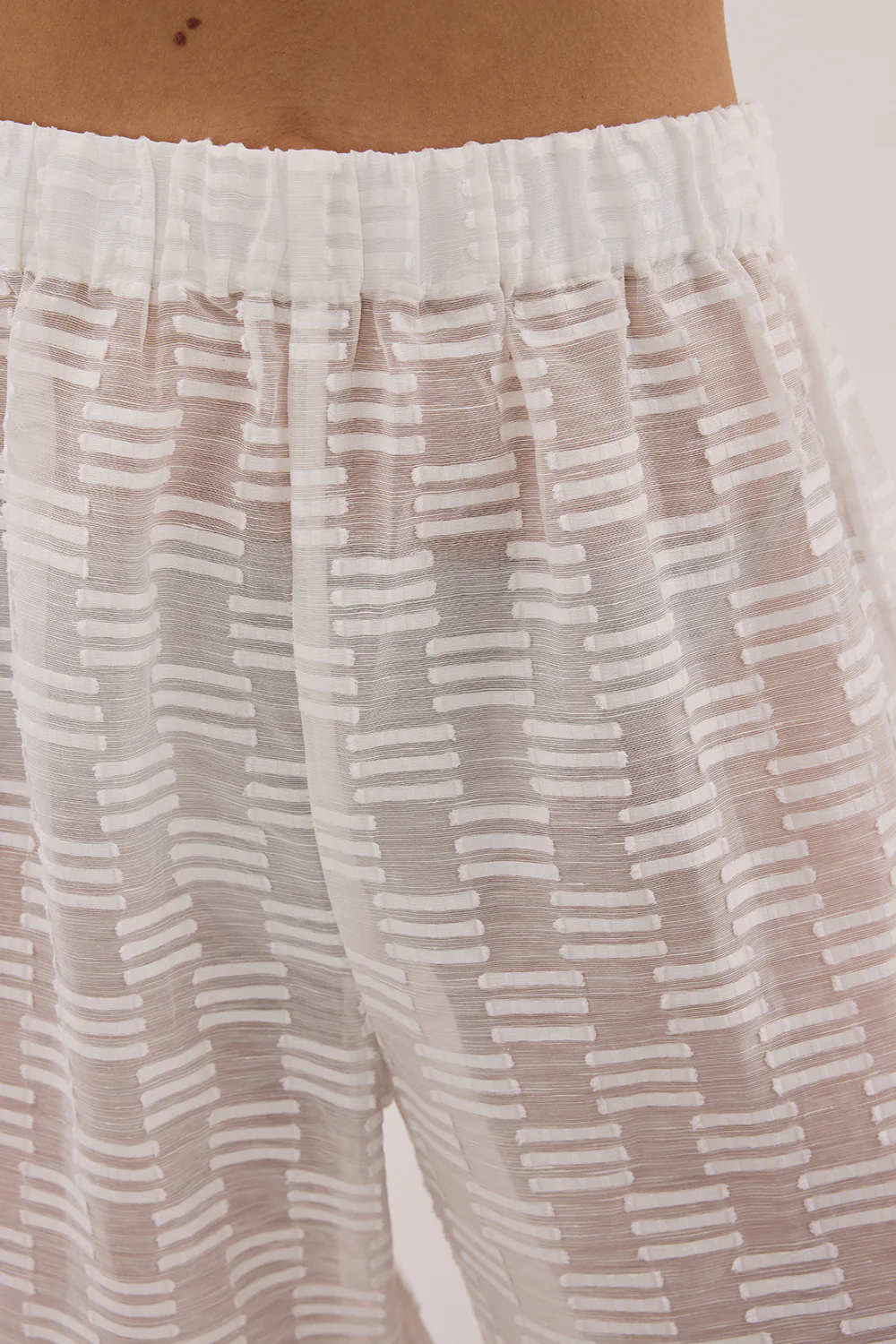 ELBA WHITE SHEER CHECK PANT - Yukikoi