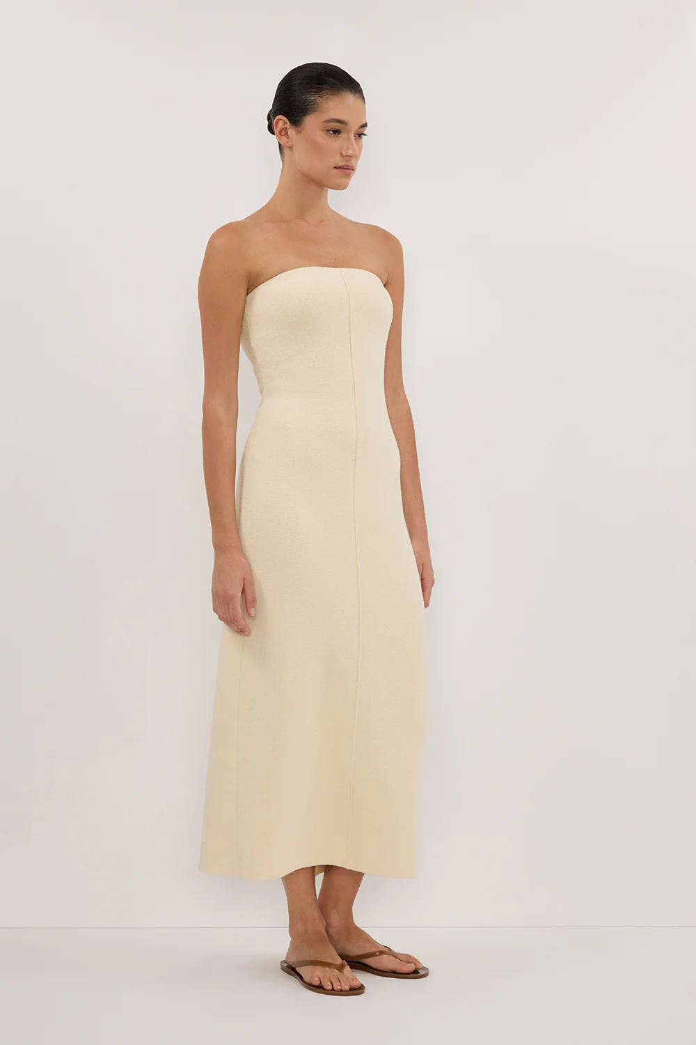OWEN CREAM CREPE BANDEAU DRESS - Yukikoi