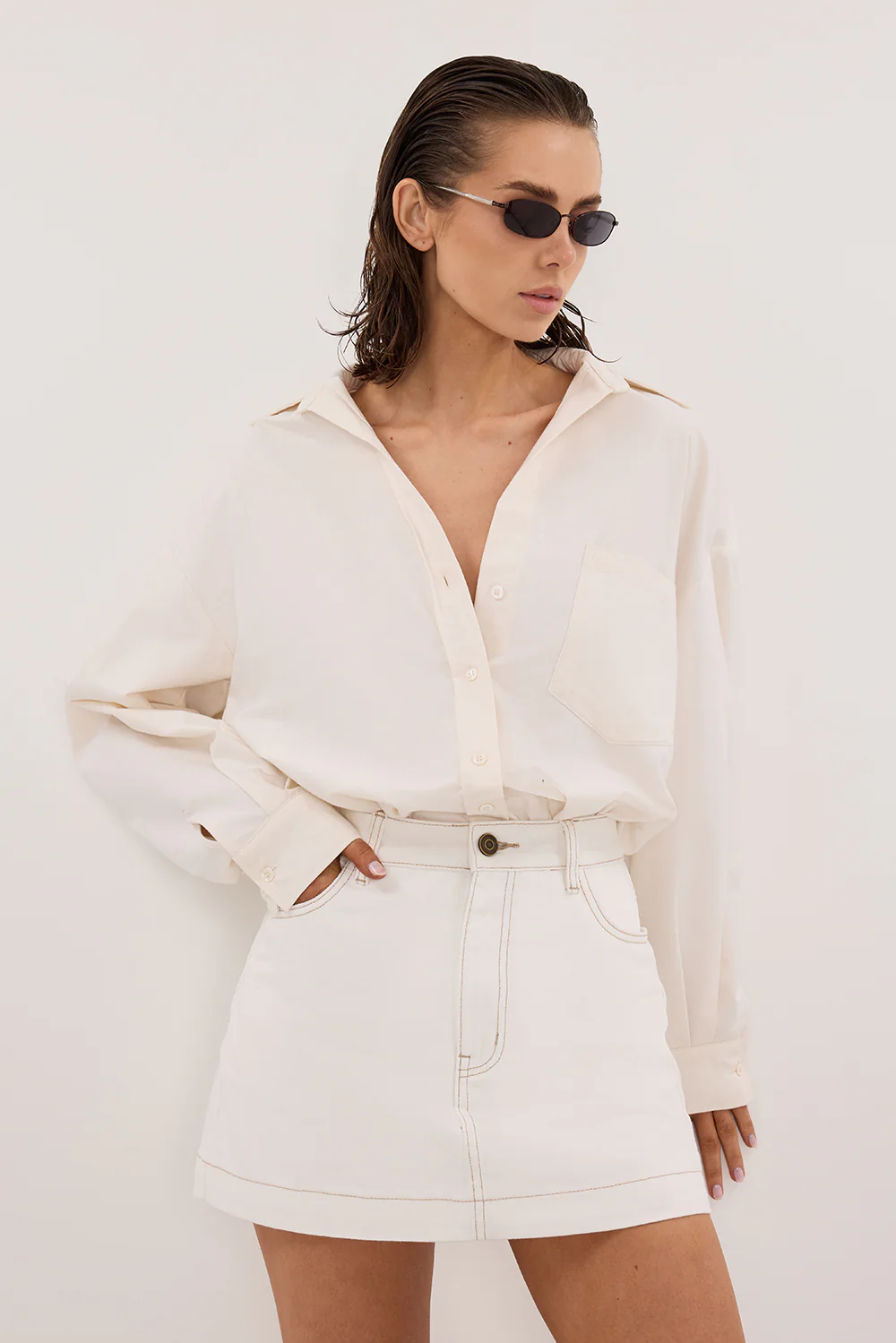 KERA WHITE DENIM A LINE SKORT - Yukikoi