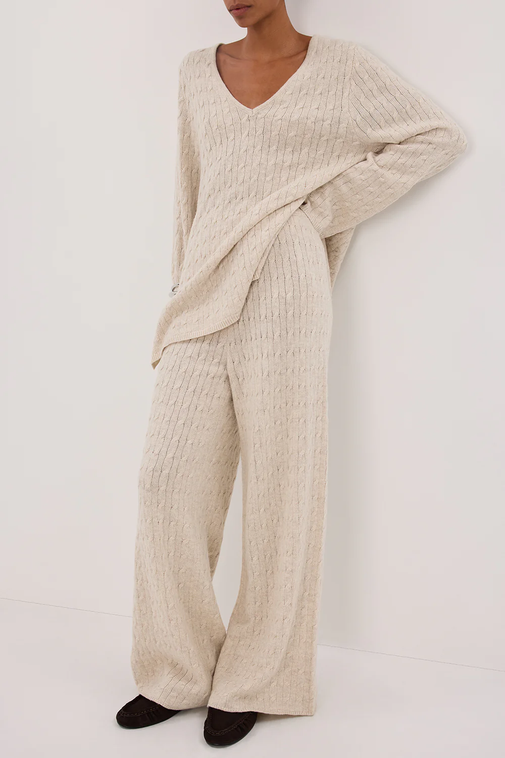 MAREN CHALK CABLE KNIT PANT - Yukikoi