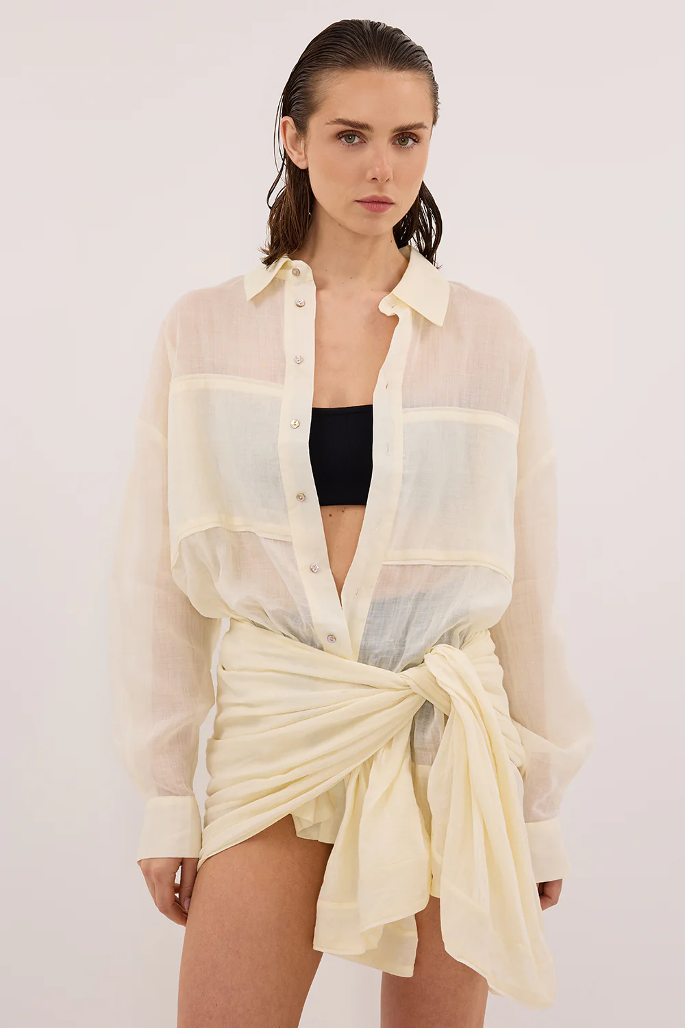 KAI STRAW OVERSIZED RAMIE LONG SLEEVE SHIRT - Yukikoi