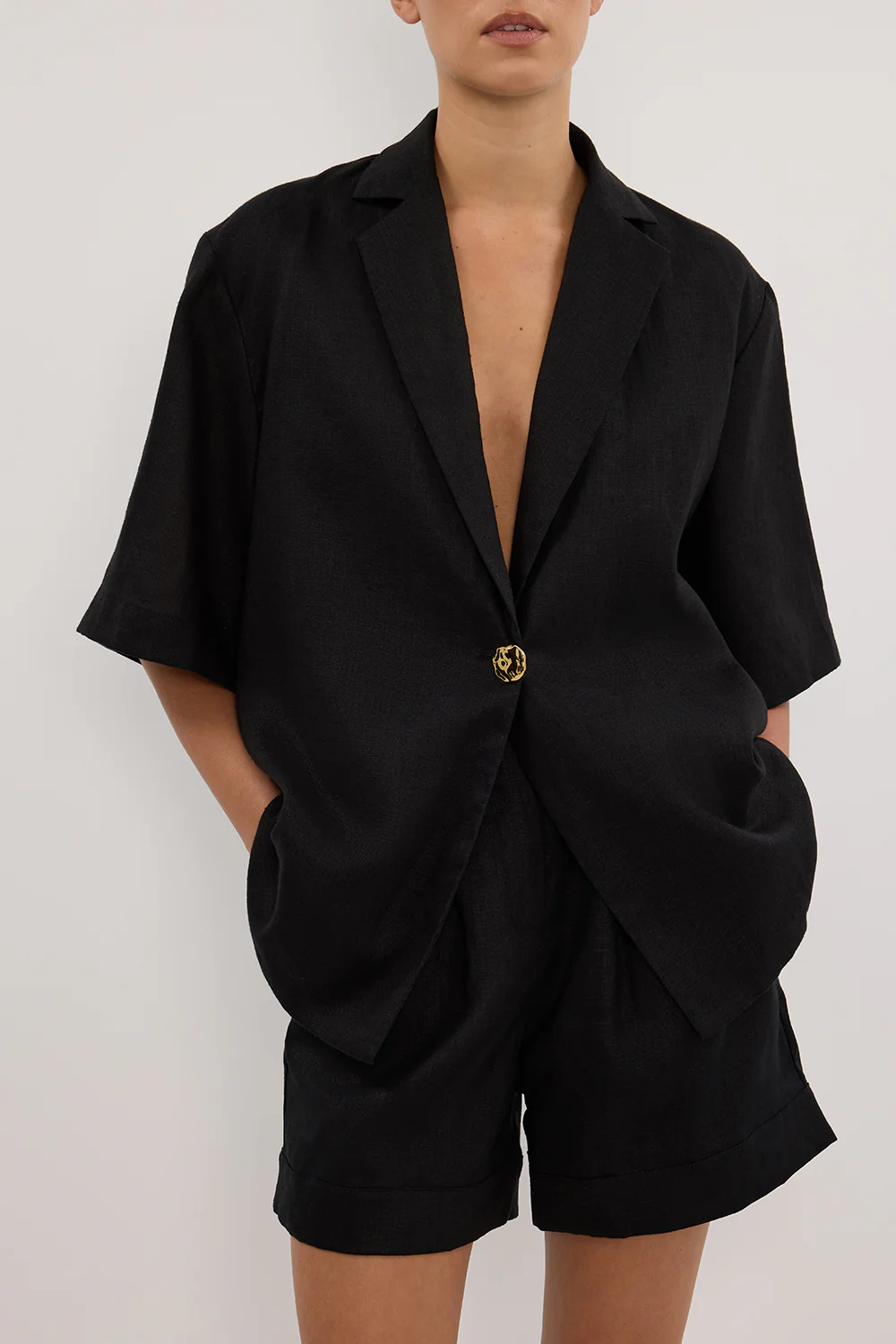 NALA BLACK LINEN RESORT SHIRT - Yukikoi