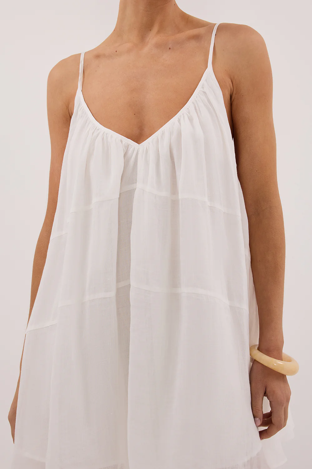 KAHN WHITE RAMIE MINI DRESS - Yukikoi