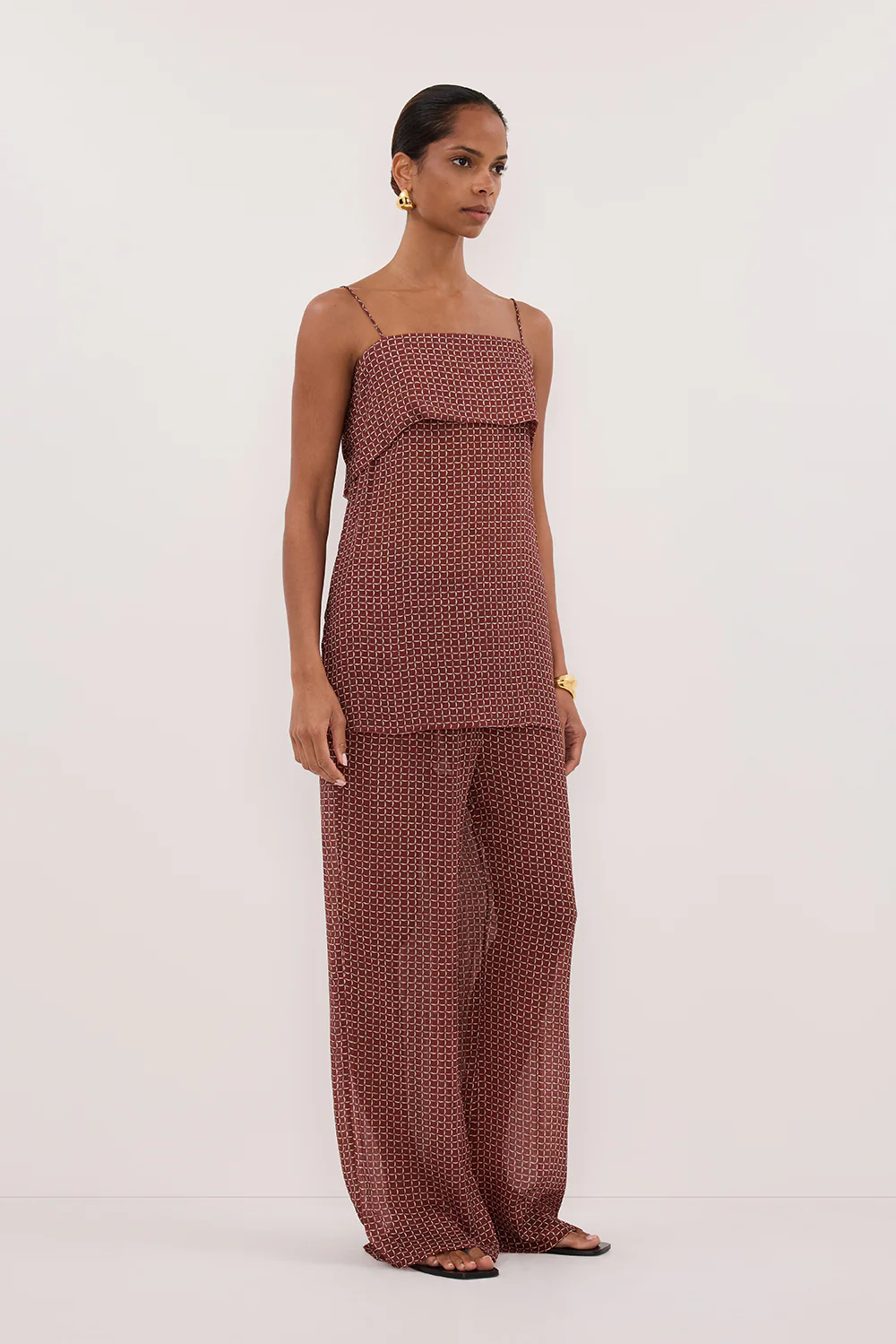 TIA SAHARA SLEEVELESS MICRO CHECK CAMI TOP - Yukikoi