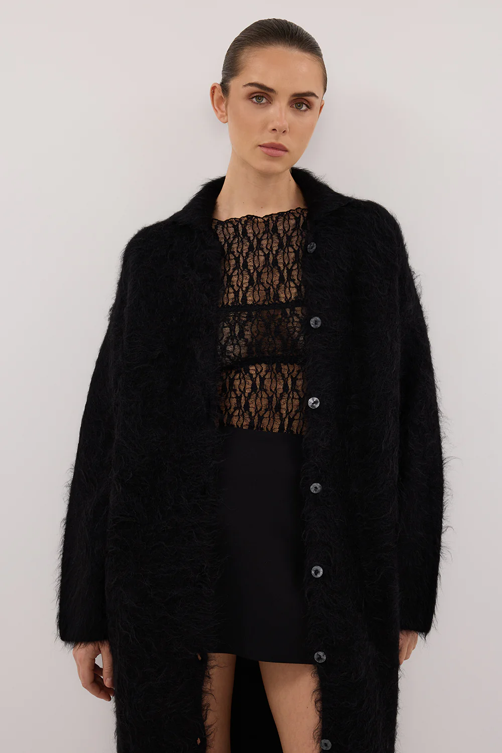 SALMA BLACK CARDIGAN COAT - Yukikoi