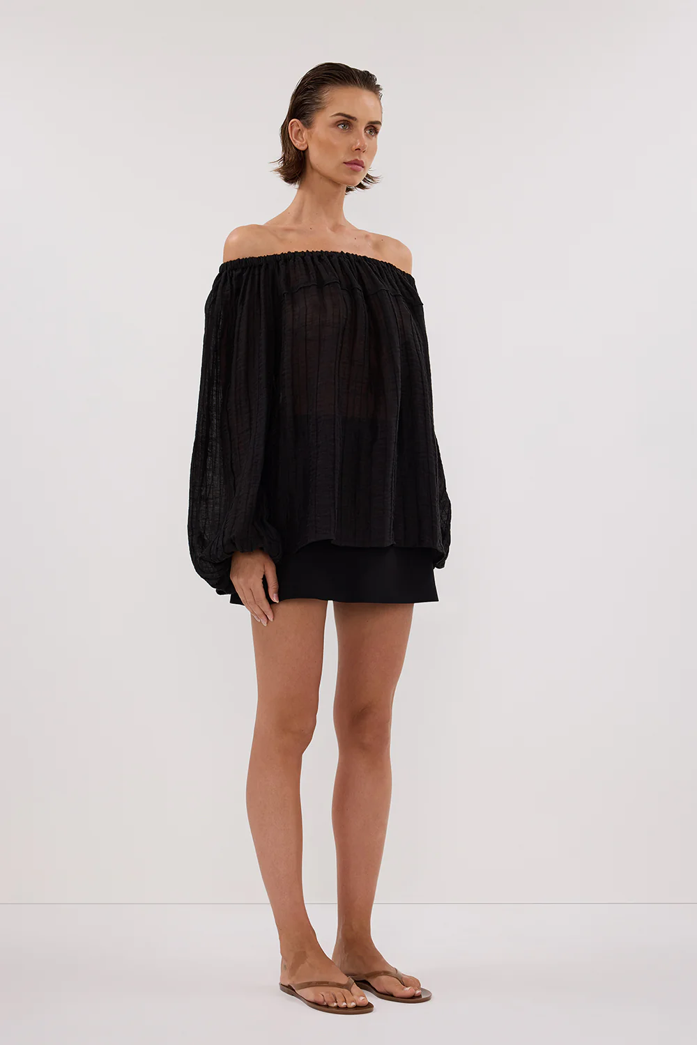 TAHITI BLACK LONG SLEEVE TOP - Yukikoi