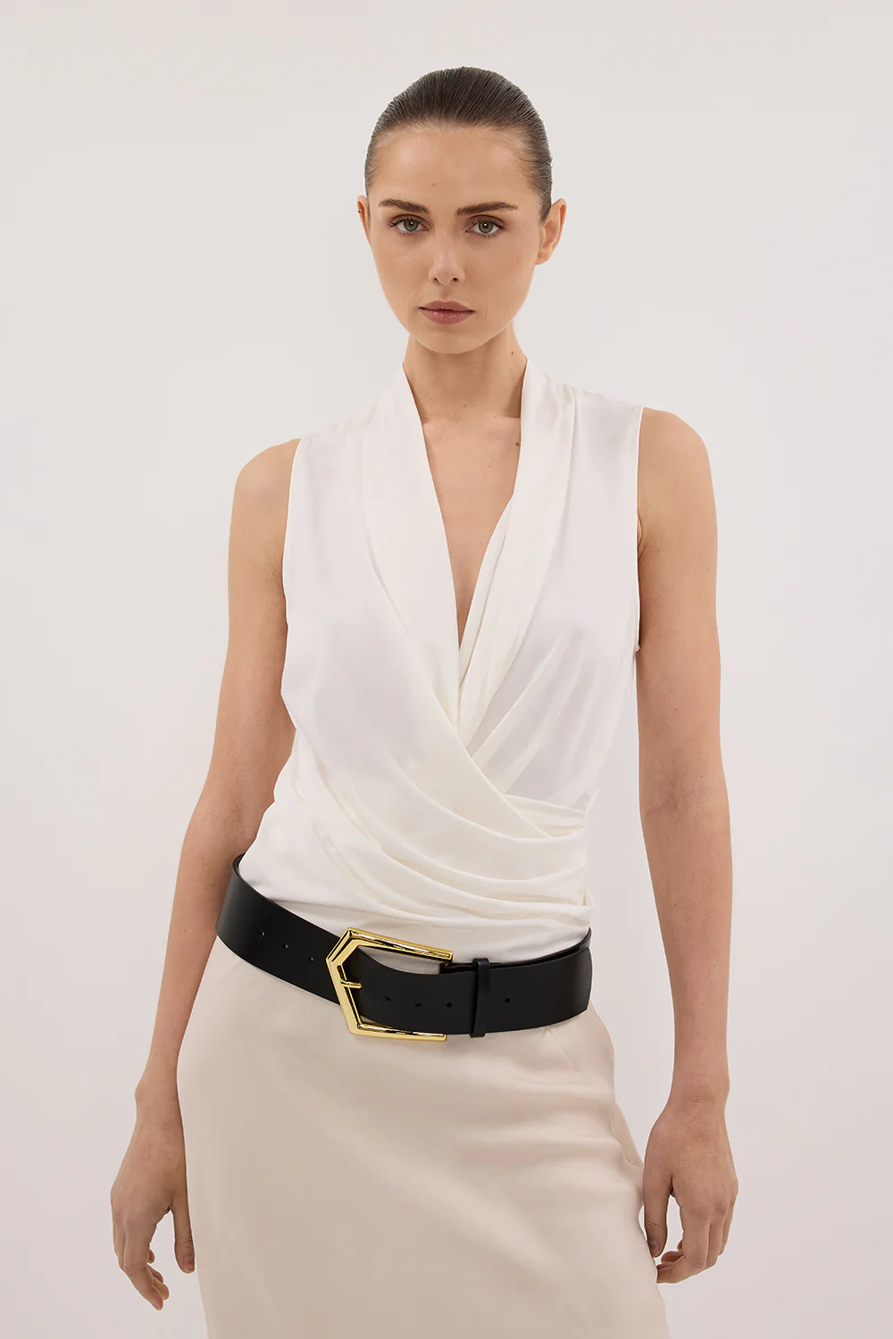 FELICITY OFF WHITE SLEEVELESS WRAP TOP - Yukikoi
