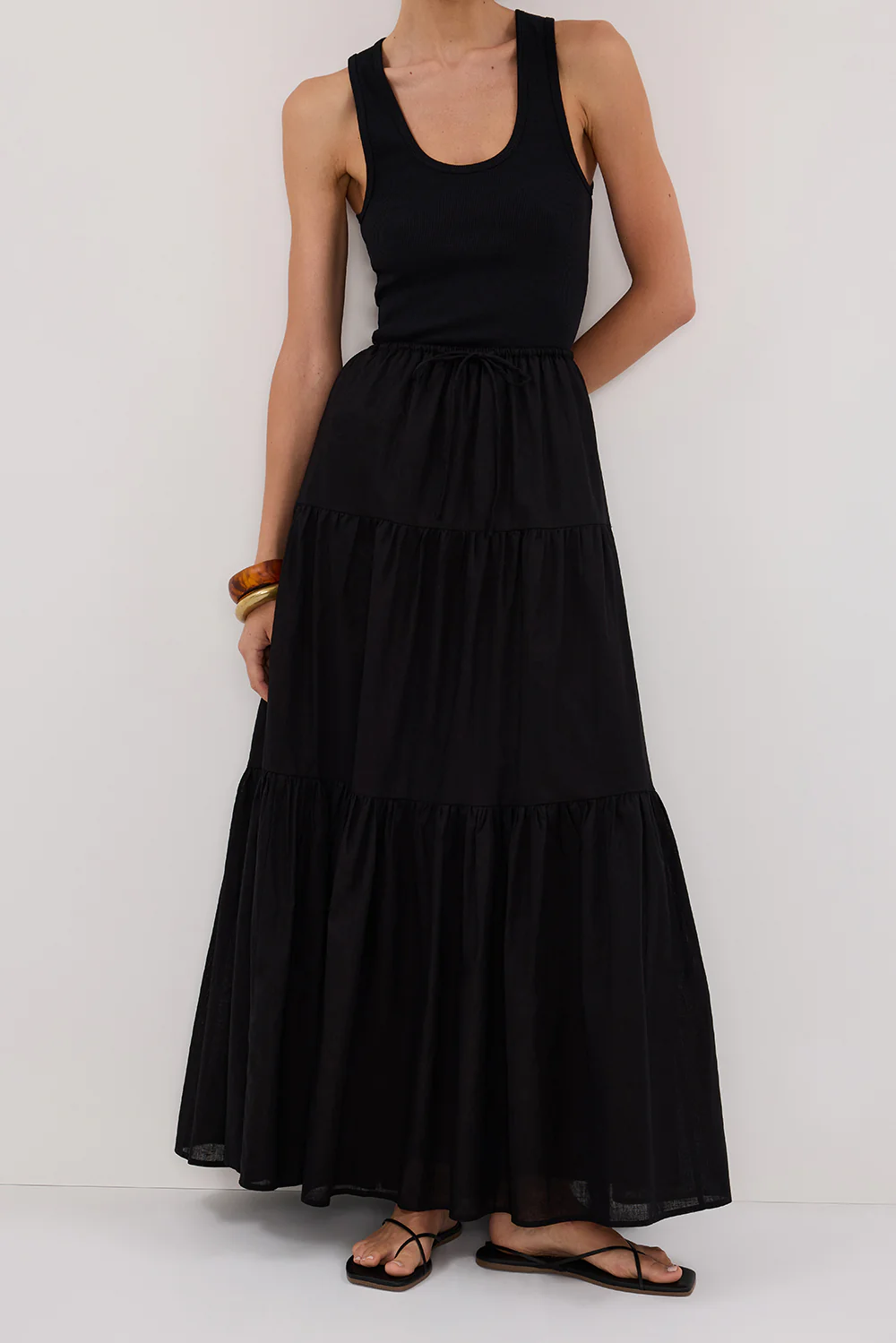 FLETCHER BLACK TIERED MAXI SKIRT - Yukikoi