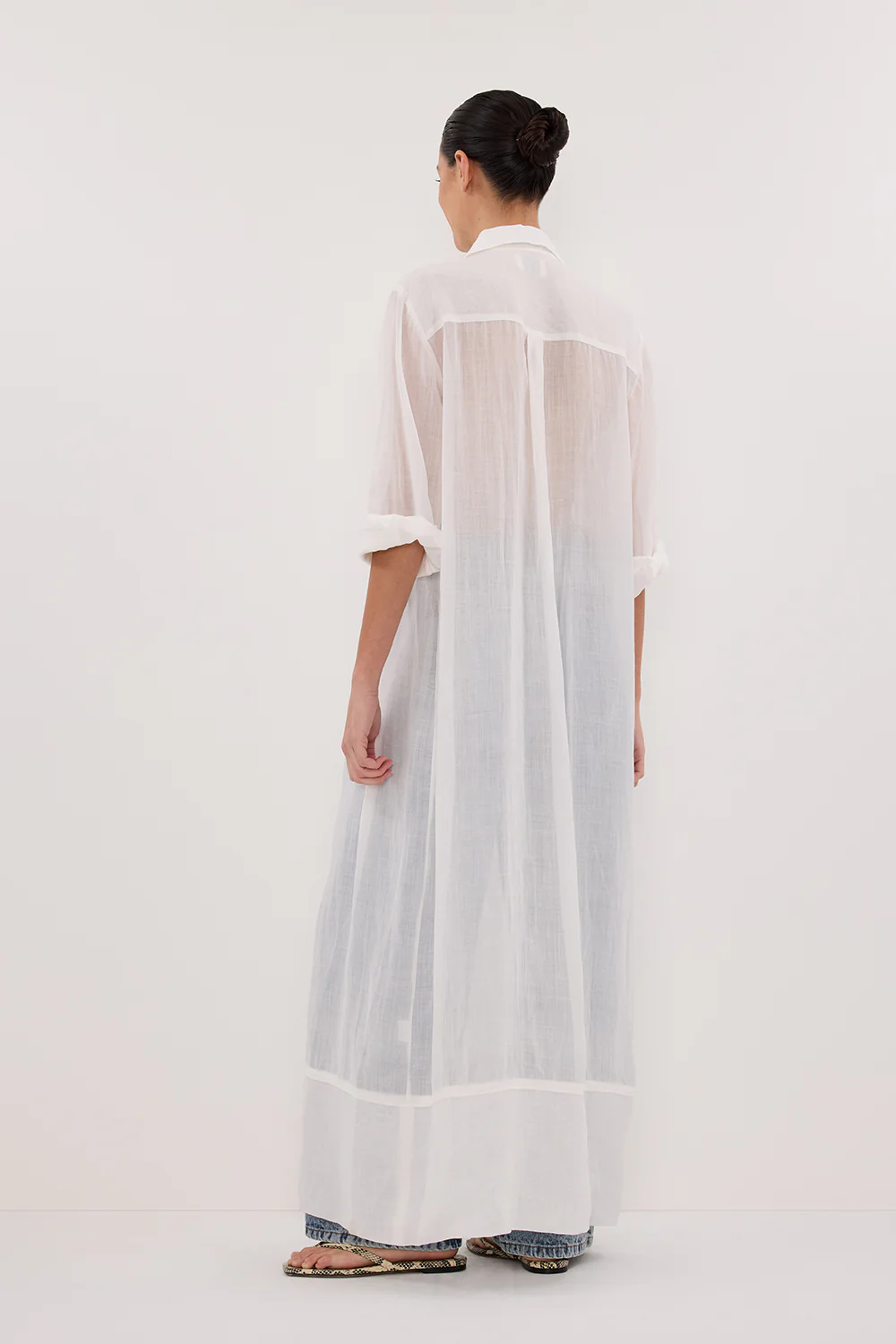 CARMEL WHITE RAMIE SHIRT DRESS - Yukikoi