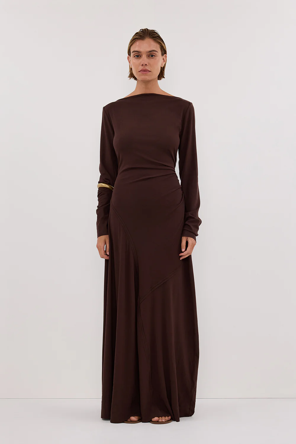 HADLEY CHOC LONG SLEEVE KNIT MAXI DRESS - Yukikoi
