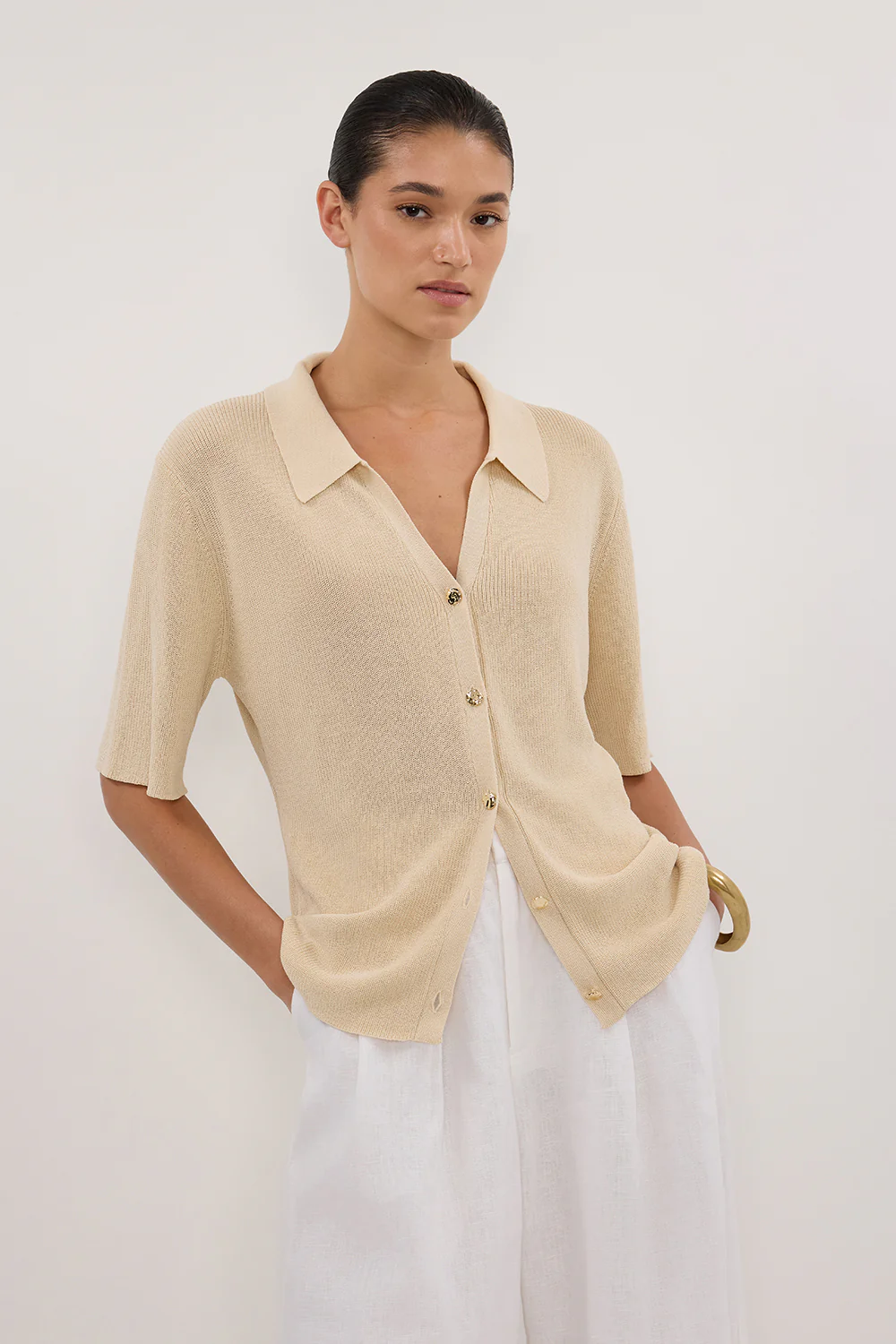 LIAM NATURAL KNIT POLO SHIRT - Yukikoi