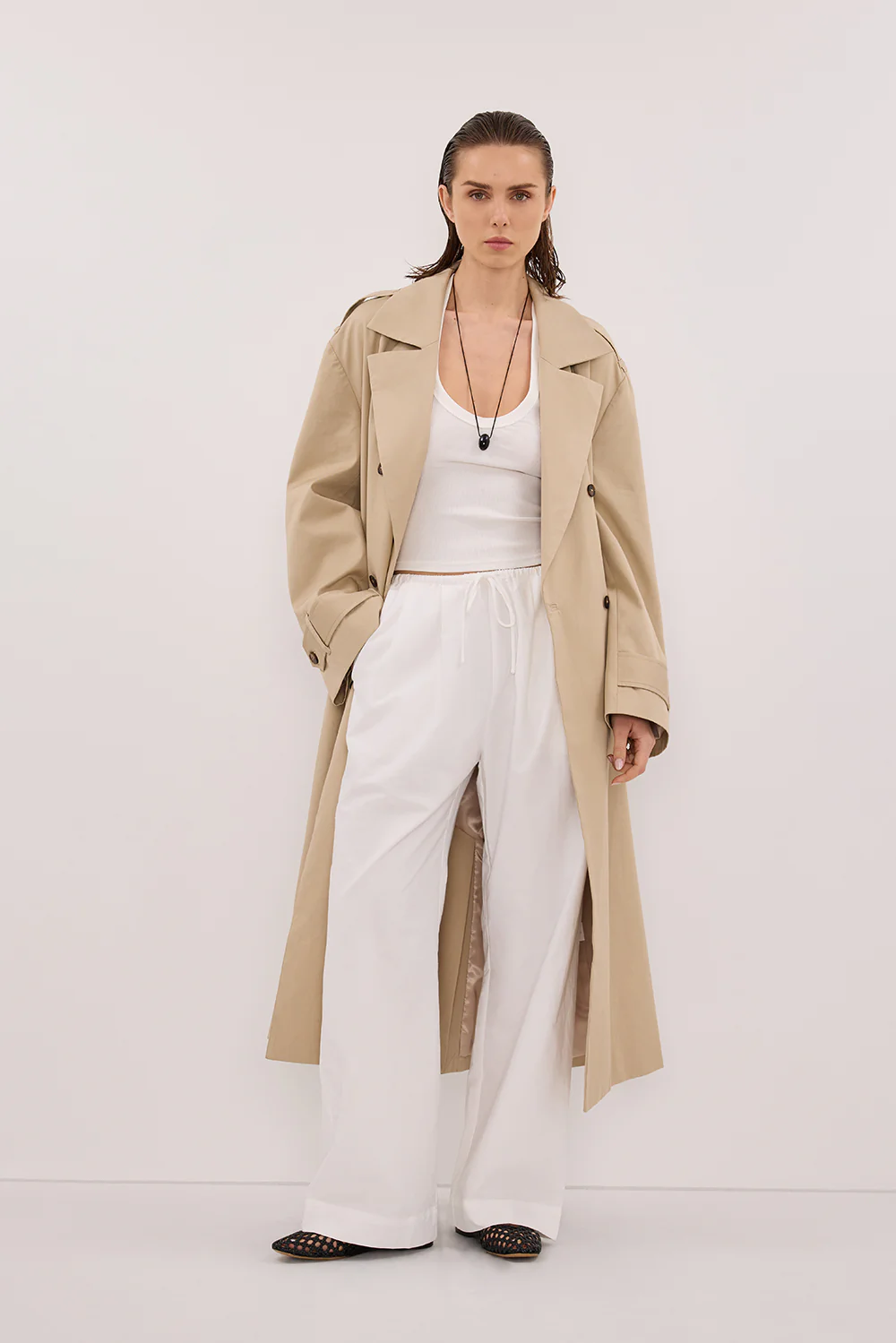 RHEA WHITE COTTON DRAWSTRING PANT - Yukikoi