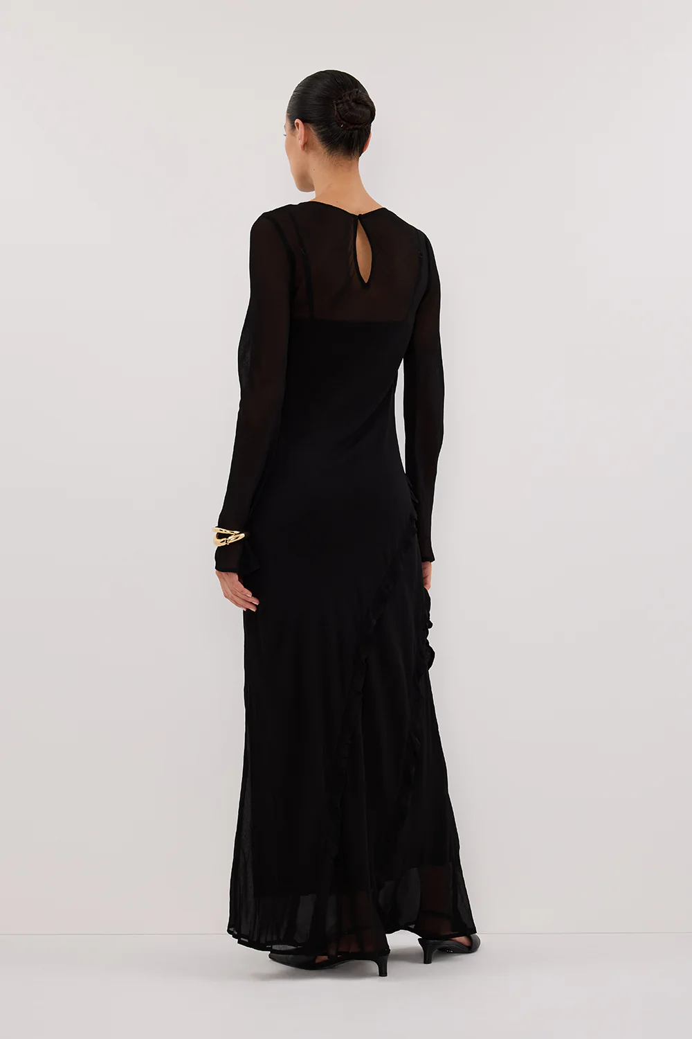 MARISSA BLACK LONG SLEEVE MAXI DRESS - Yukikoi
