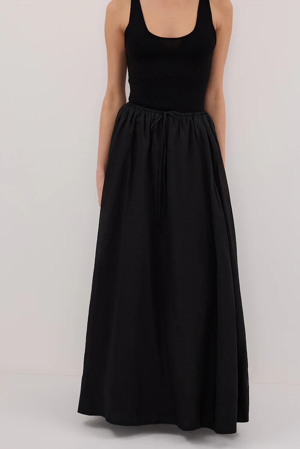 LAYNE BLACK RAMIE MAXI SKIRT - Yukikoi