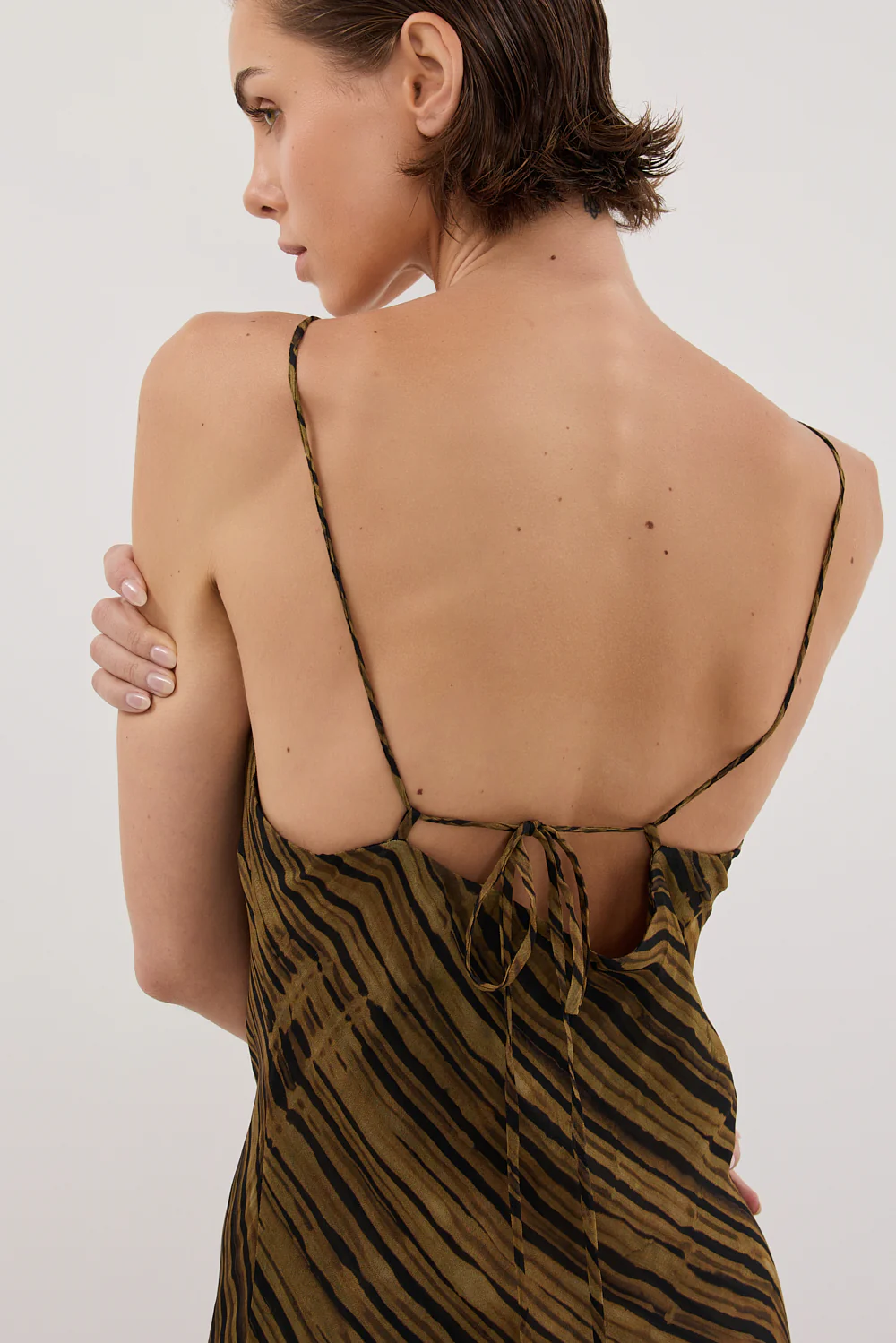 FLEUR DARK CHOCOLATE SLIP MIDI DRESS - Yukikoi