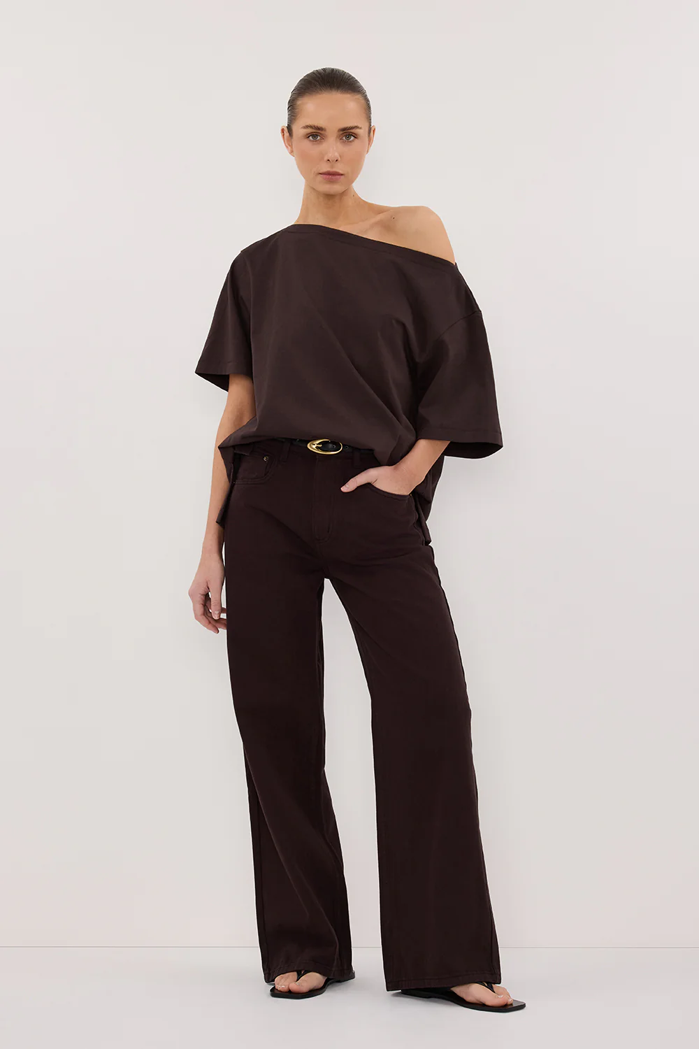 REAGAN 2.0 BURNT CHOC SLOUCHY JEAN - Yukikoi