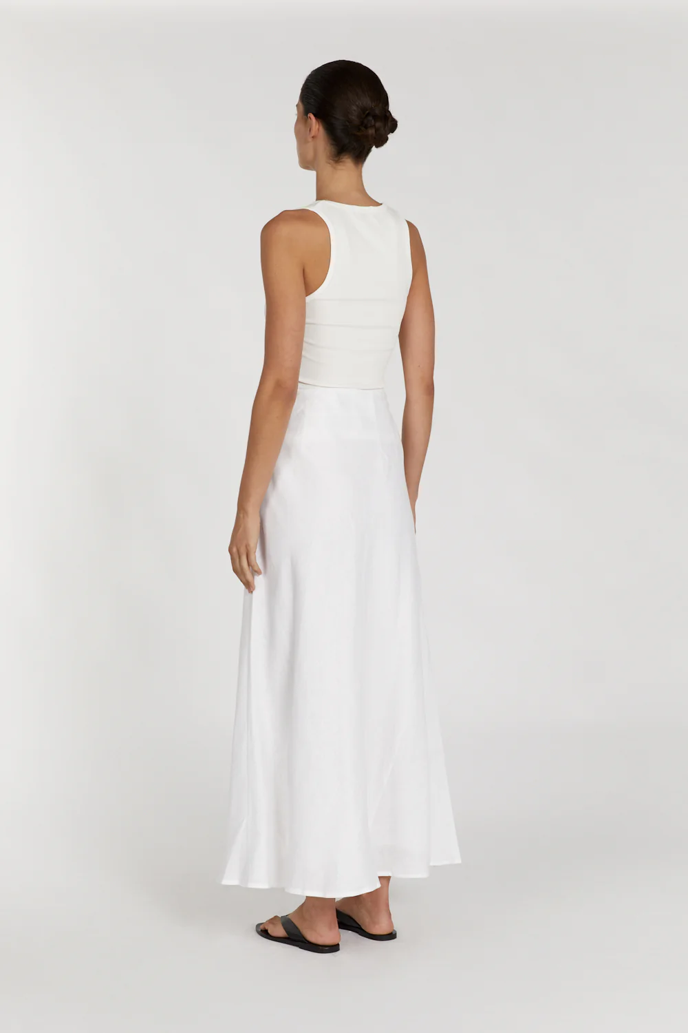 SYRAH WHITE LINEN MIDI SKIRT - Yukikoi