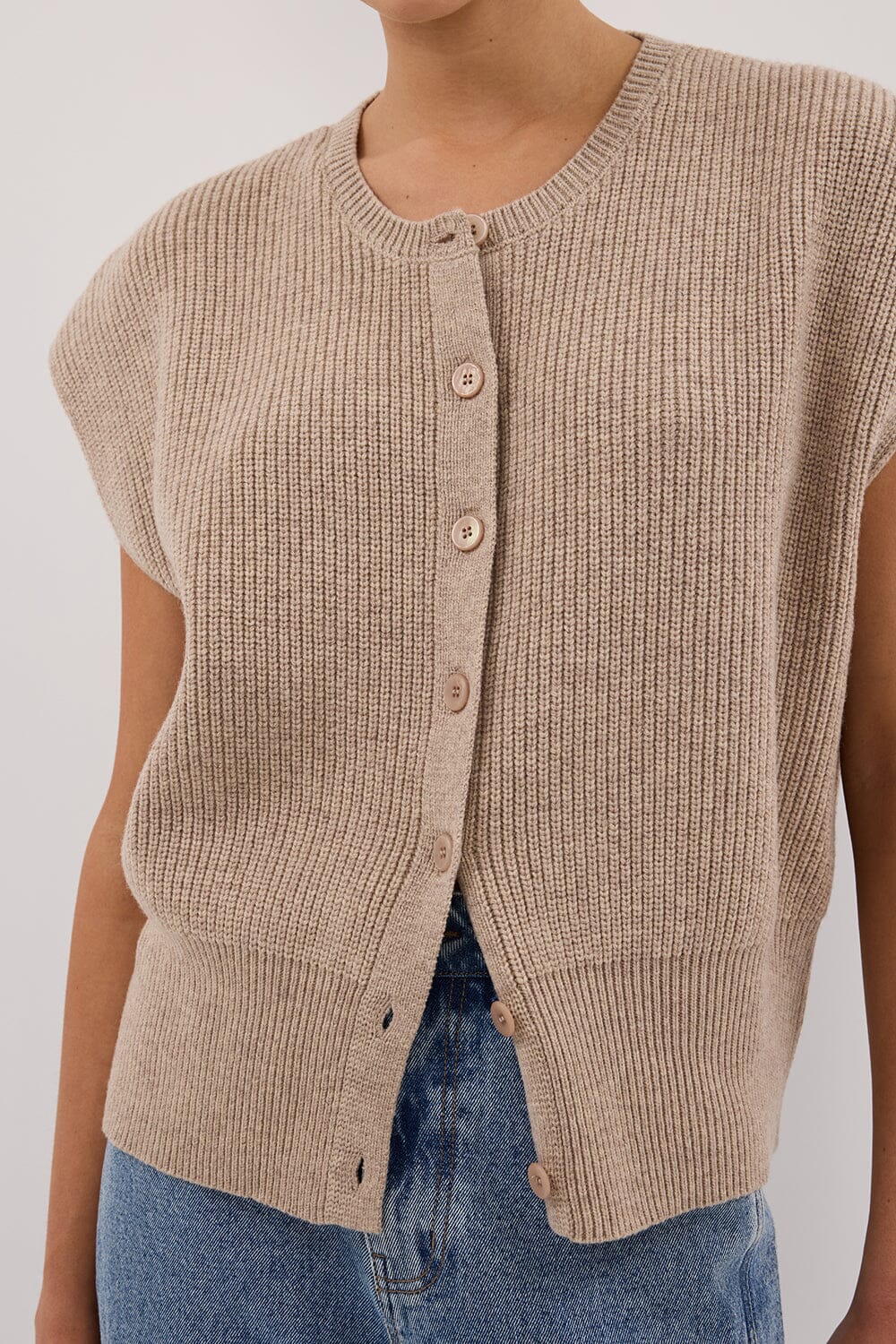 KATE OAT MARLE KNIT VEST - Yukikoi