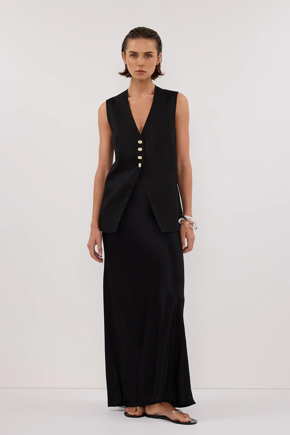 KNOX BLACK LINEN VEST - Yukikoi