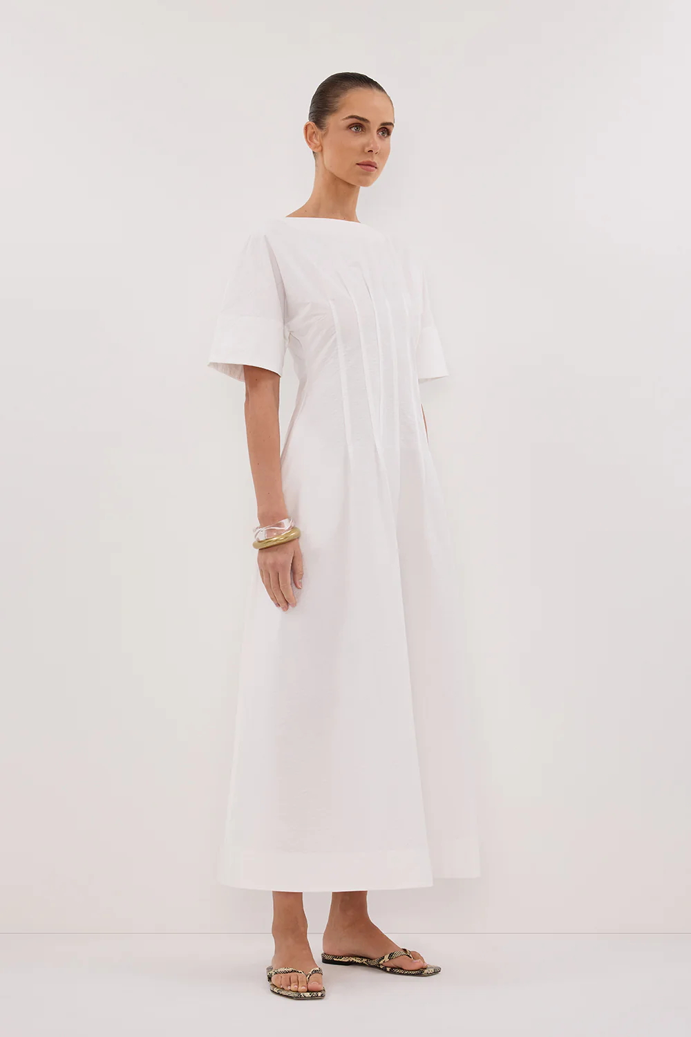 DAPHNE WHITE SLEEVED MIDI DRESS - Yukikoi