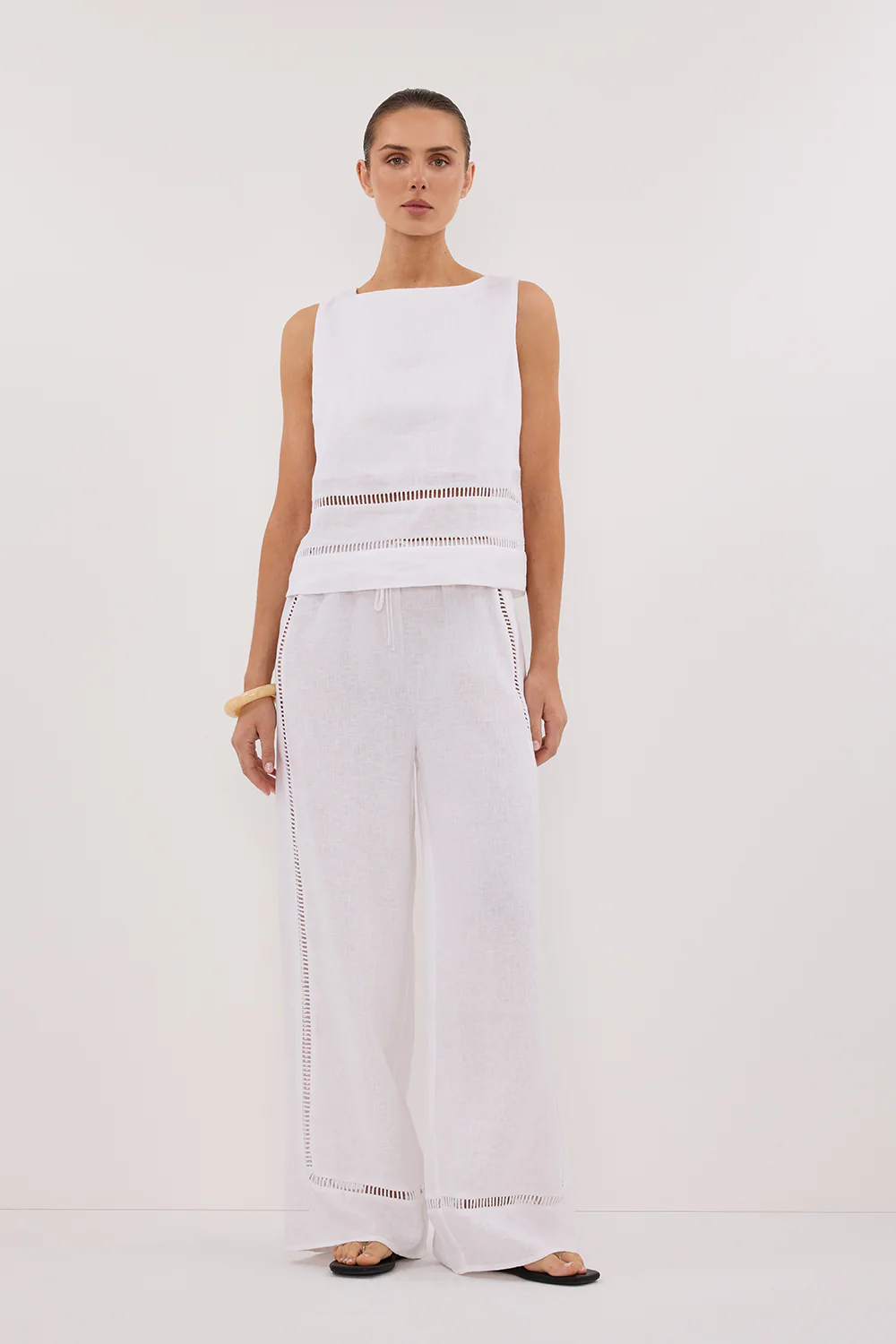 LINDSAY WHITE LINEN PANT - Yukikoi