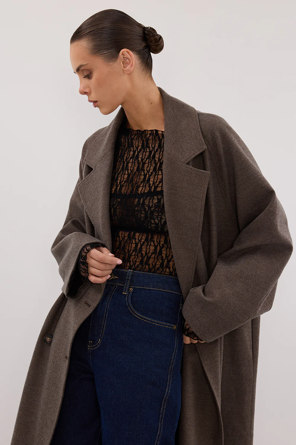 YORK COFFEE OVERSIZED WOOL BLEND COAT - Yukikoi