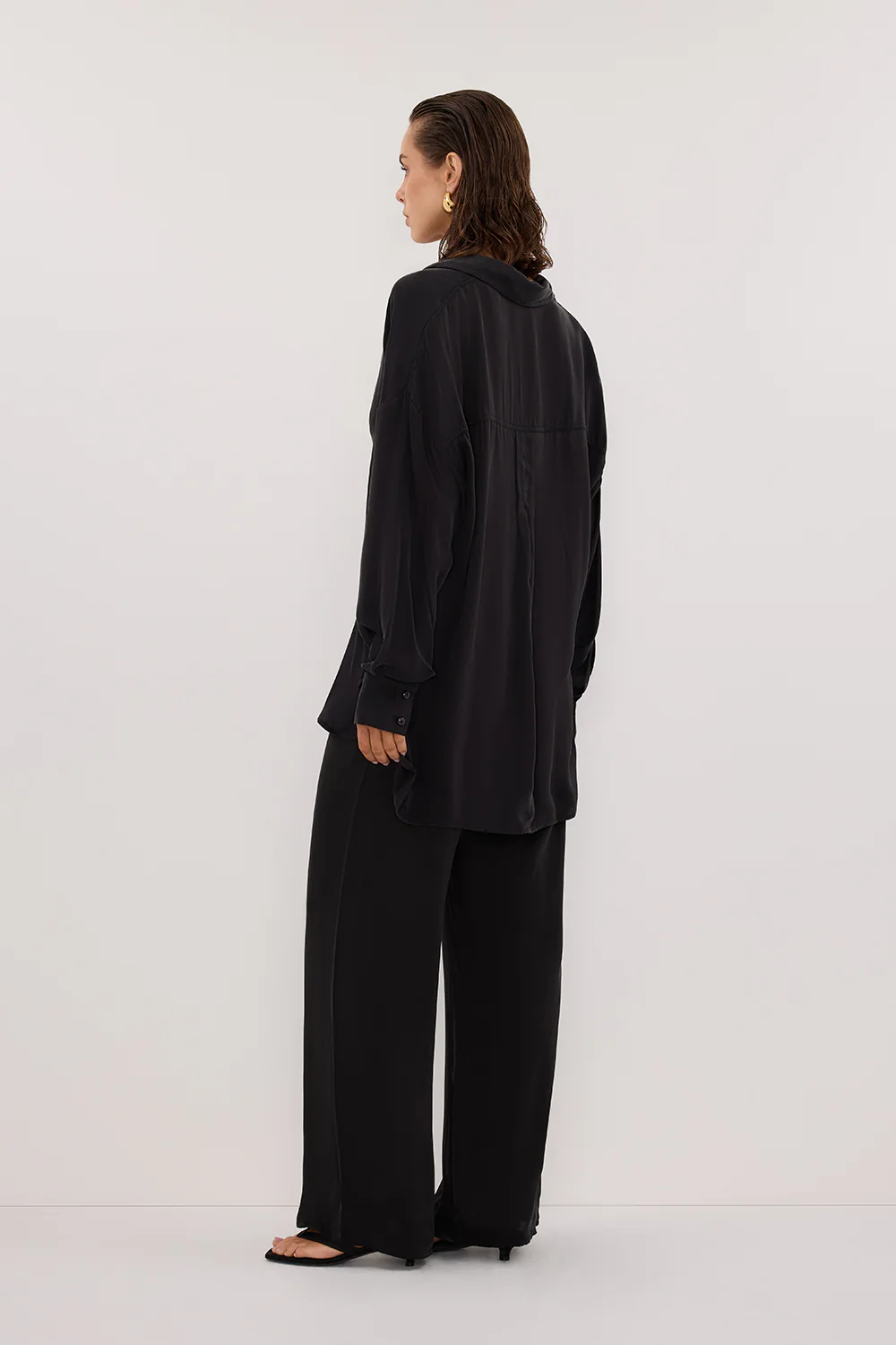 PERCY BLACK SILK LONG SLEEVE SHIRT - Yukikoi