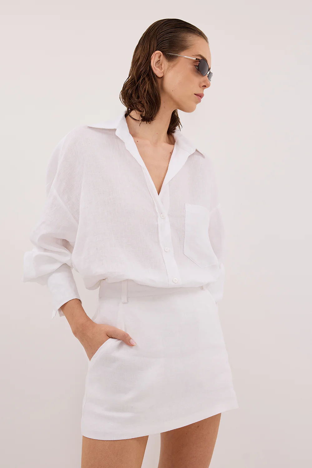 ELLIS WHITE LONG SLEEVE LINEN SHIRT - Yukikoi