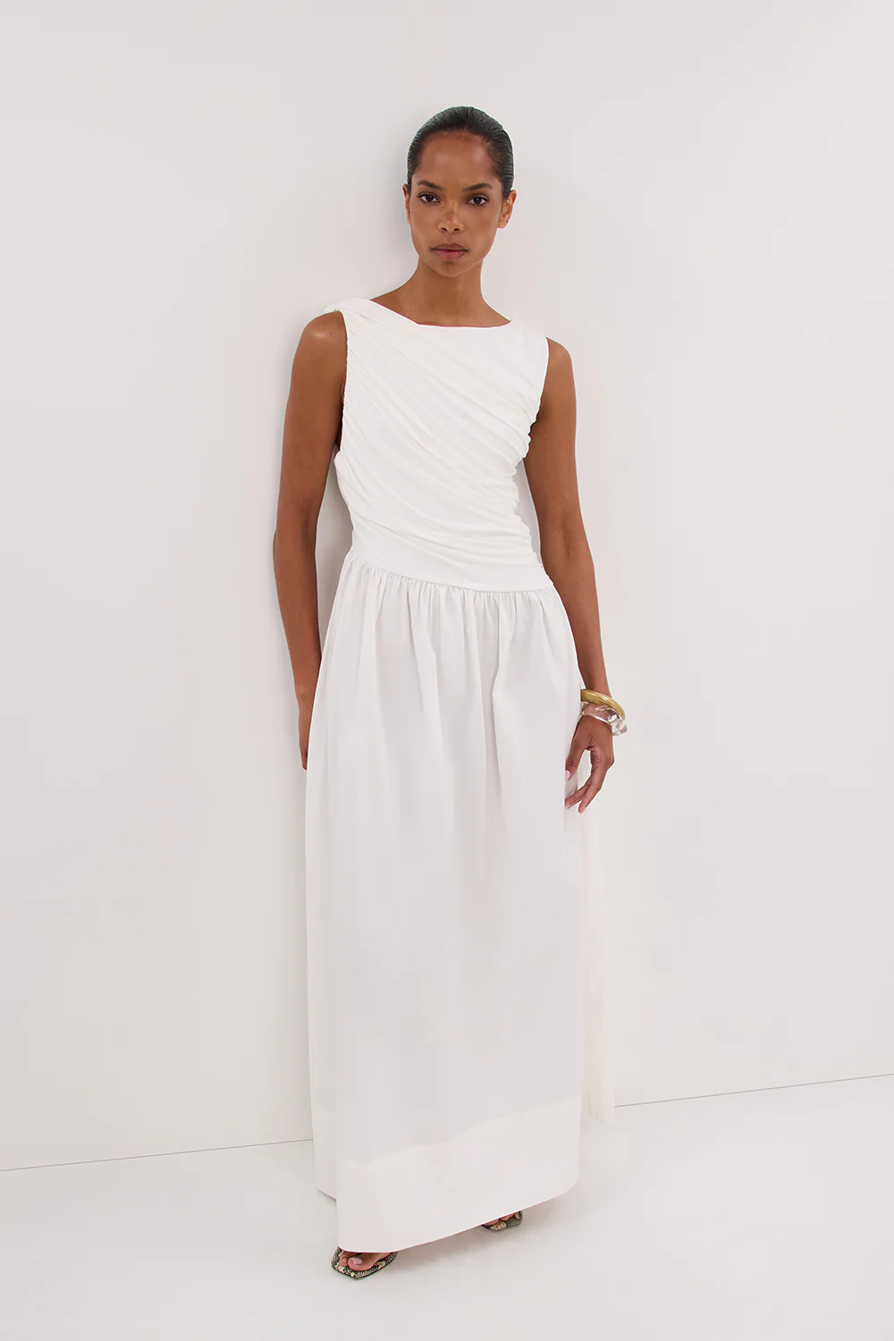 ALEXANDRA WHITE HYBRID MIDI DRESS - Yukikoi