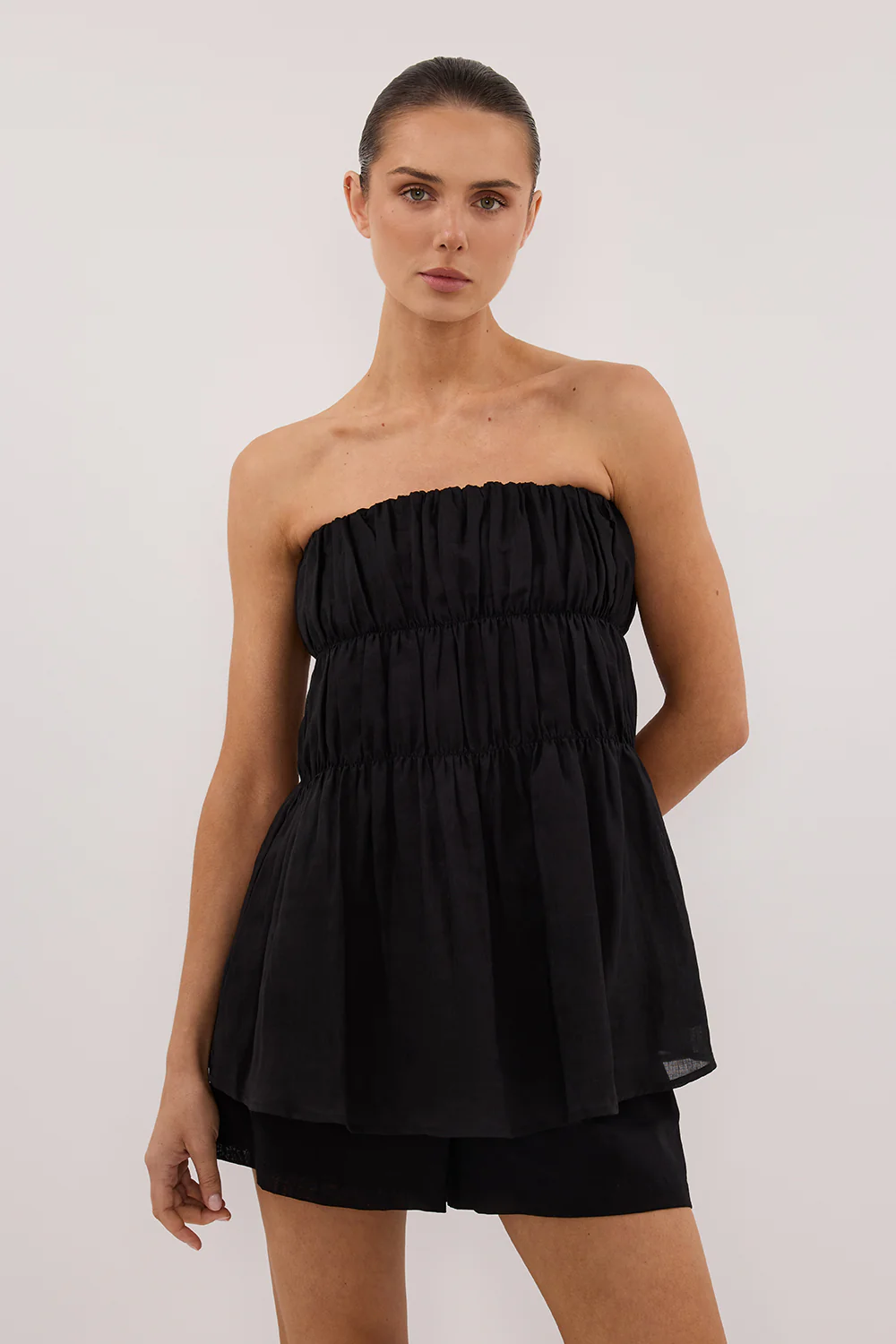 ARTIE BLACK RAMIE STRAPLESS TOP - Yukikoi