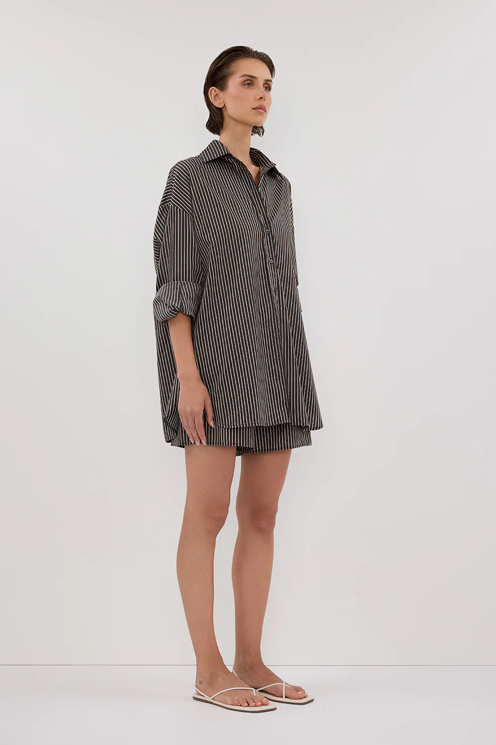 PALMA BITTER CHOC OVERSIZED SILK BLEND SHIRT - Yukikoi