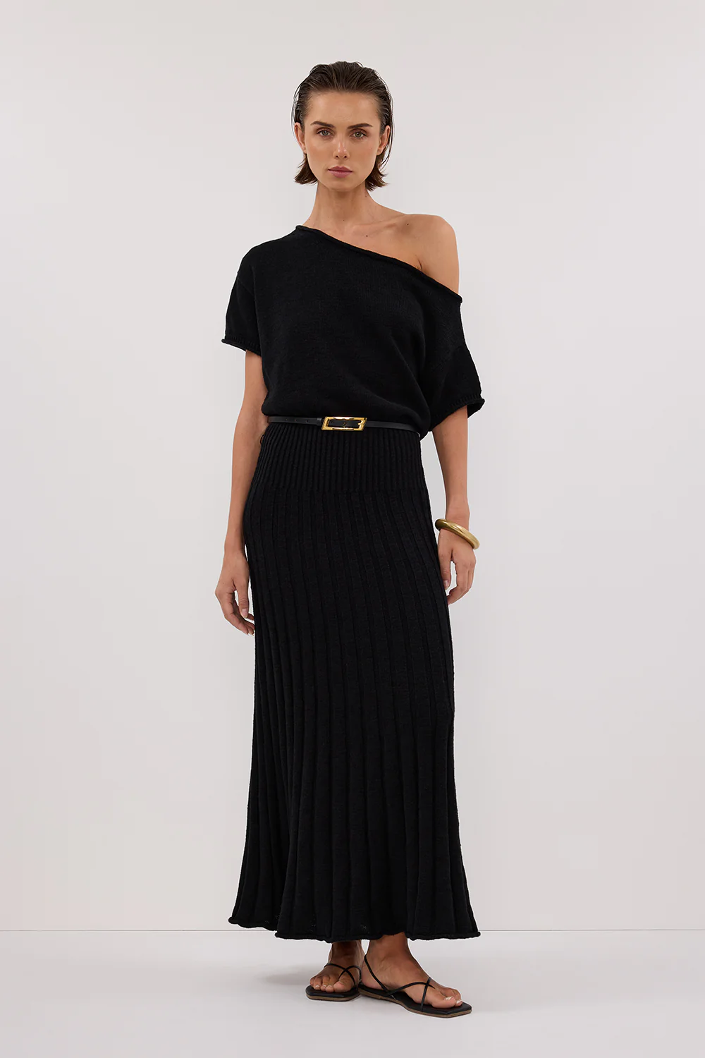 RICK BLACK ASYM KNIT MIDI DRESS - Yukikoi