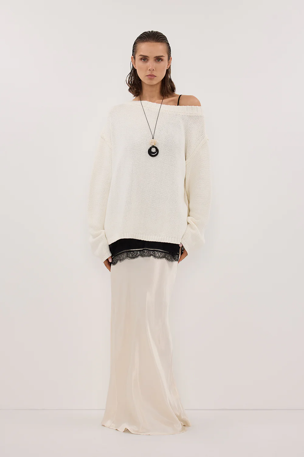 LEISLE CREAM ASYM KNIT JUMPER - Yukikoi