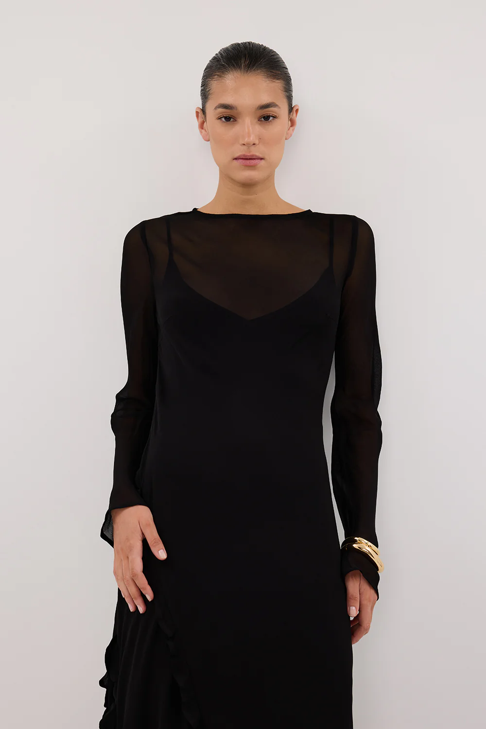 MARISSA BLACK LONG SLEEVE MAXI DRESS - Yukikoi