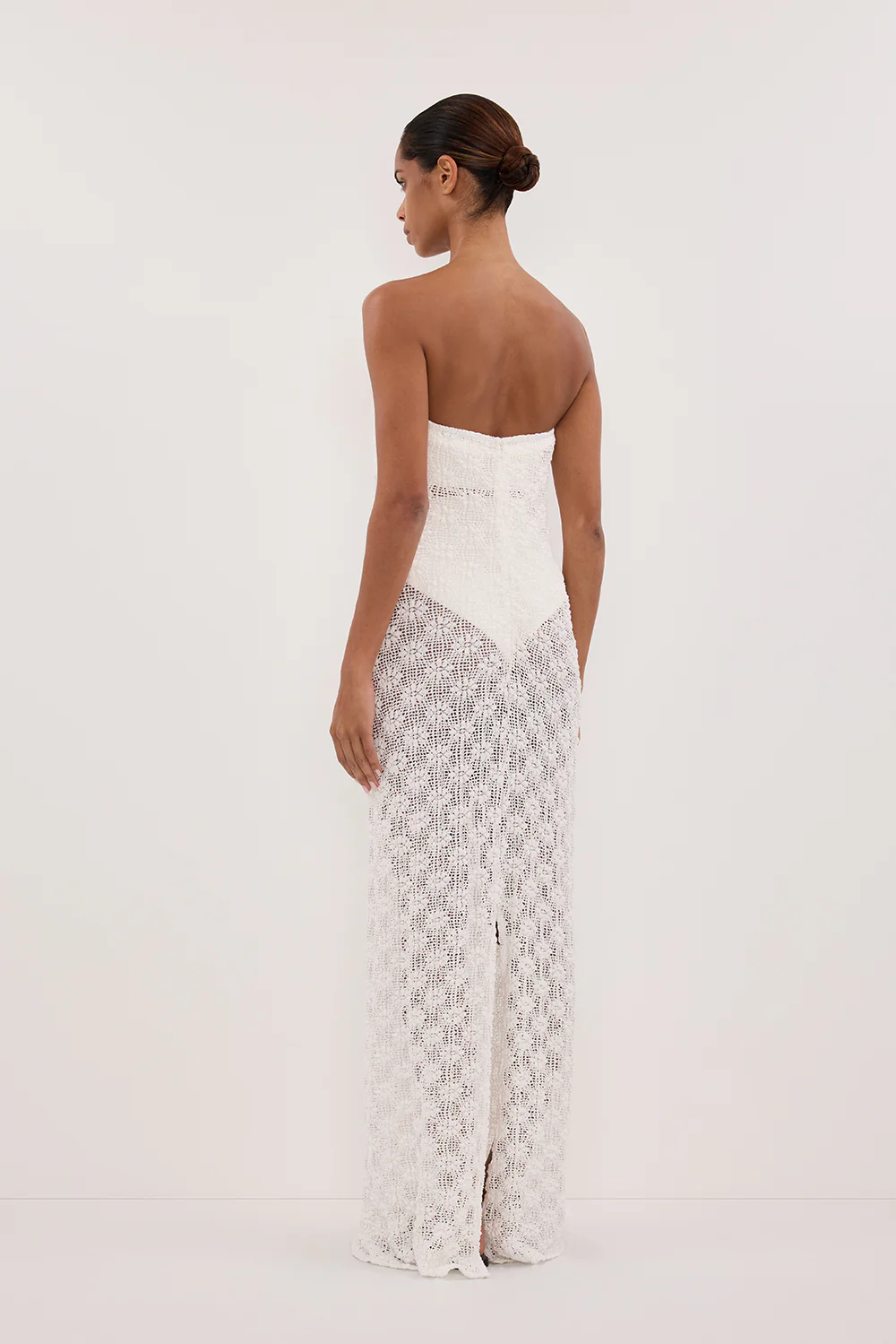 AGNES WHITE STRAPLESS CROCHET MAXI DRESS - Yukikoi