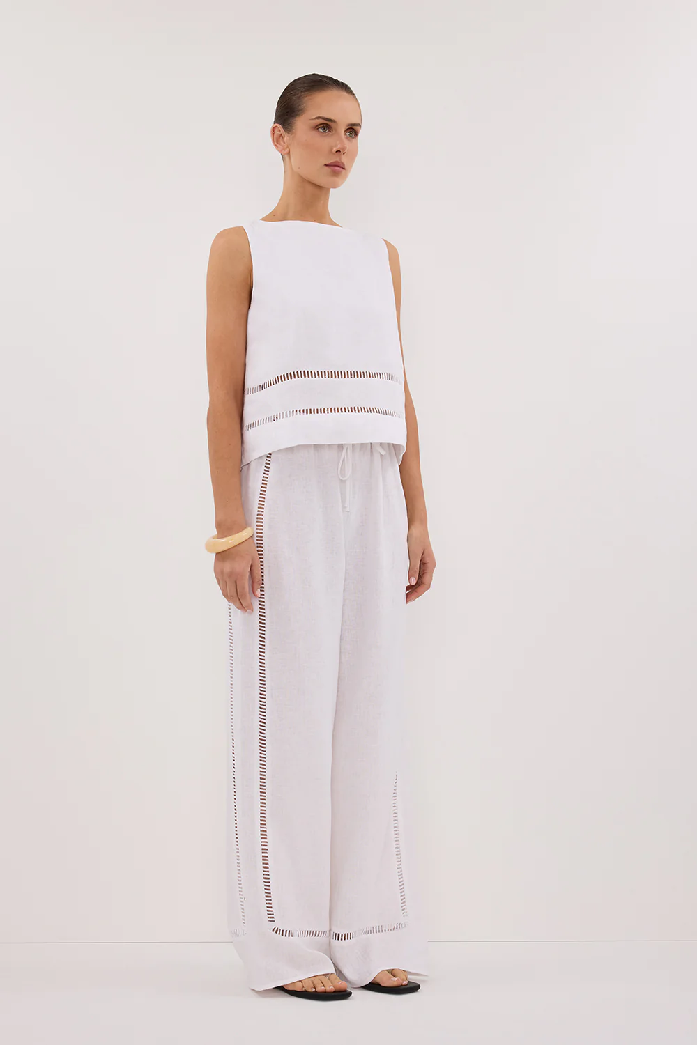 LINDSAY WHITE LINEN PANT - Yukikoi
